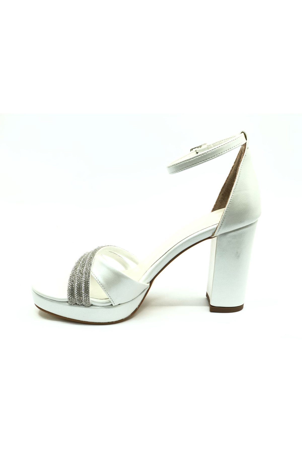 Çapraz Üç Şerit Taşlı 10 cm Platform Topuklu Kadın Abiye Ayakkabı - Görsel 9
