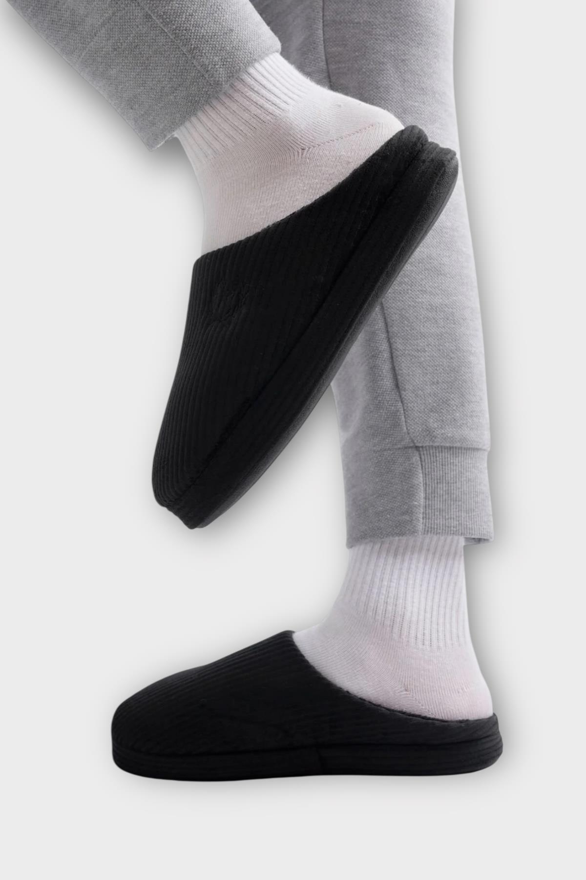 Erkek Hafif Kaydırmaz Taban Ev Terliği SİYAH - Görsel 7