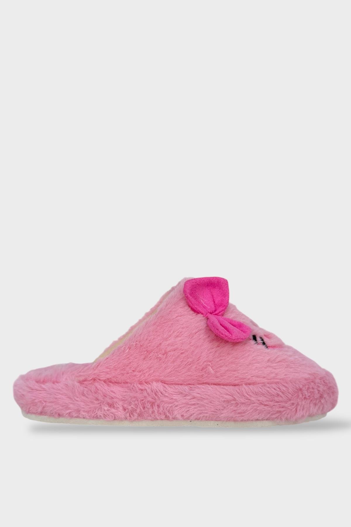 HelloKitty Figürlü Sıcak Tutan Kışlık Kadın Ev Terliği PEMBE - Görsel 3