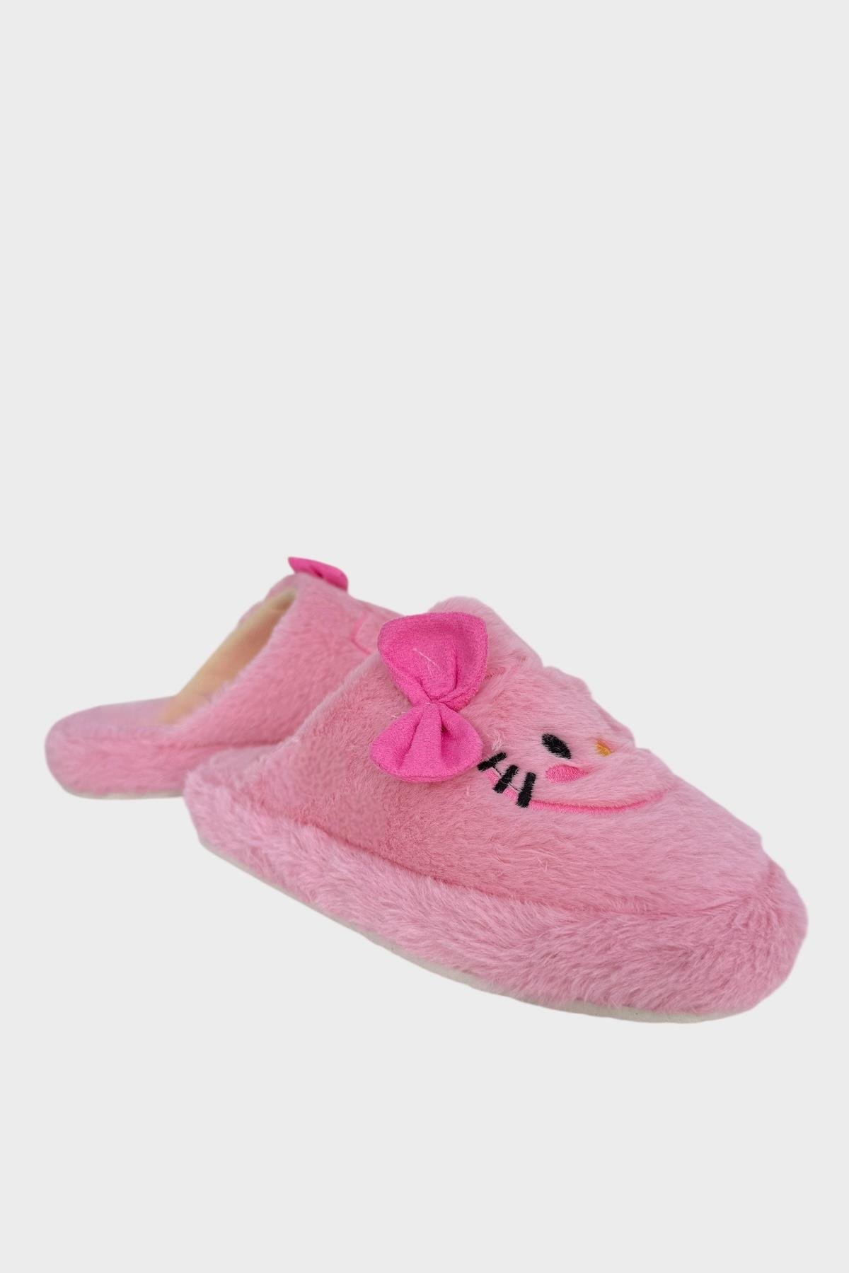 HelloKitty Figürlü Sıcak Tutan Kışlık Kadın Ev Terliği PEMBE - Görsel 4