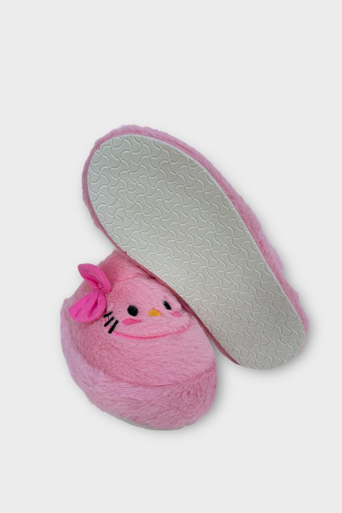 HelloKitty Figürlü Sıcak Tutan Kışlık Kadın Ev Terliği PEMBE - Görsel 8