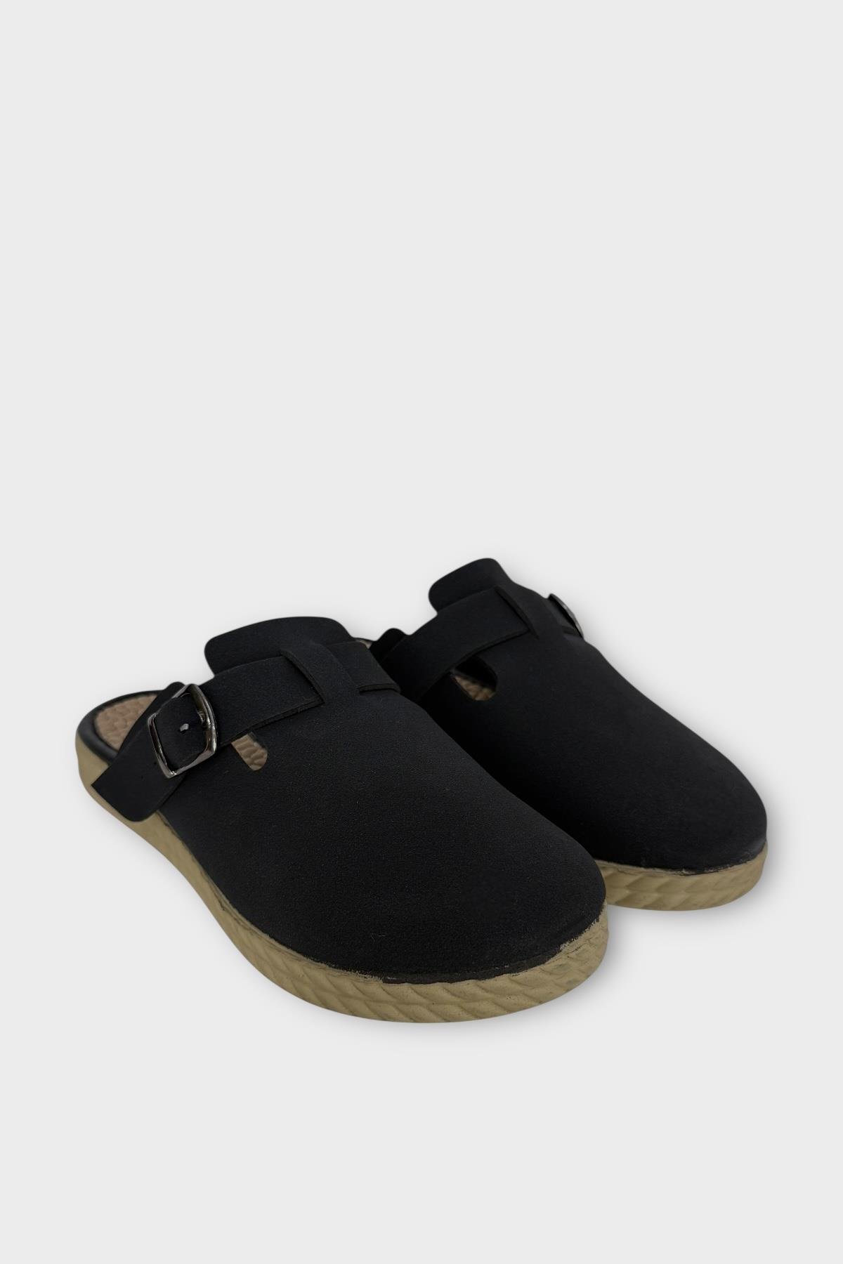 Kemerli Tokalı Nubuk Kadın Ev Terliği SİYAH - Görsel 4