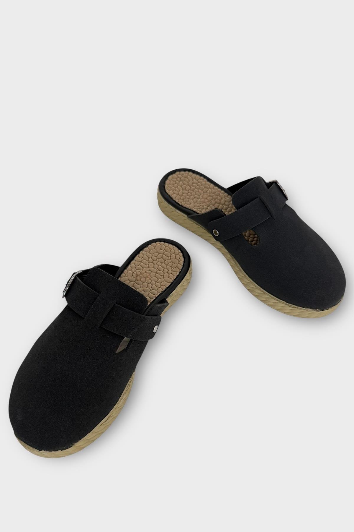 Kemerli Tokalı Nubuk Kadın Ev Terliği SİYAH - Görsel 5