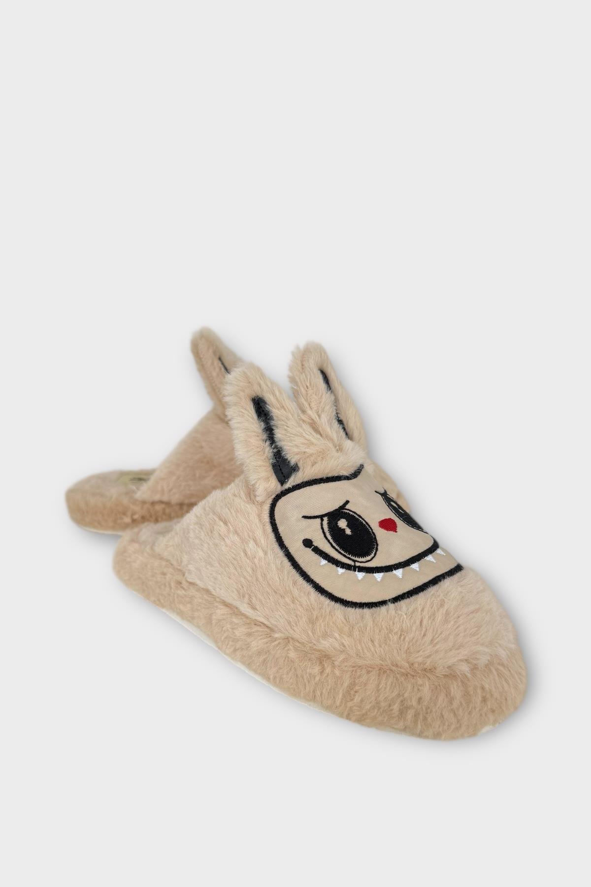 Sevimli Tavşan Figürlü Sıcak Tutan Kışlık Kadın Ev Terliği BEJ - Görsel 7