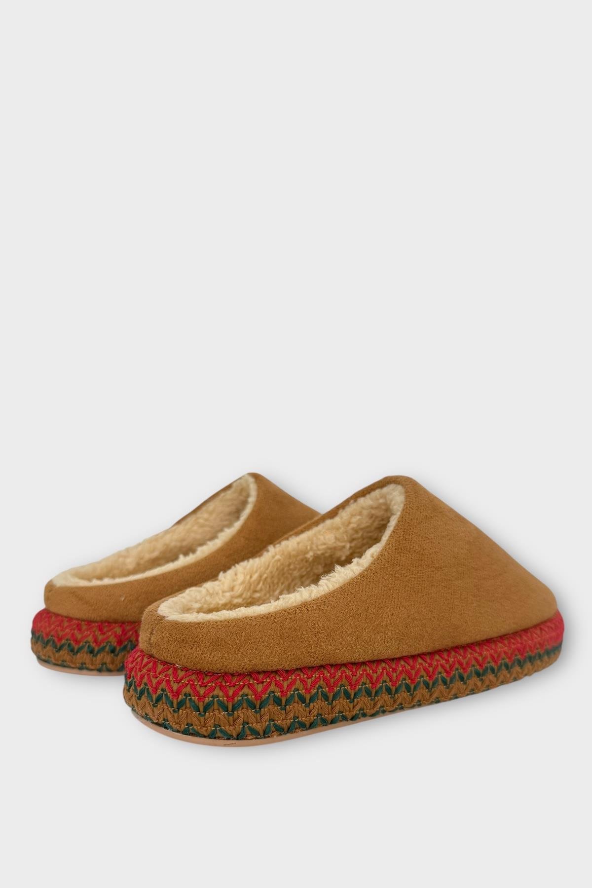 Nakışlı İçi Tüylü Yüksek Tabanlı Çeyiz Bohça Kadın Ev Terliği TABA - Görsel 8