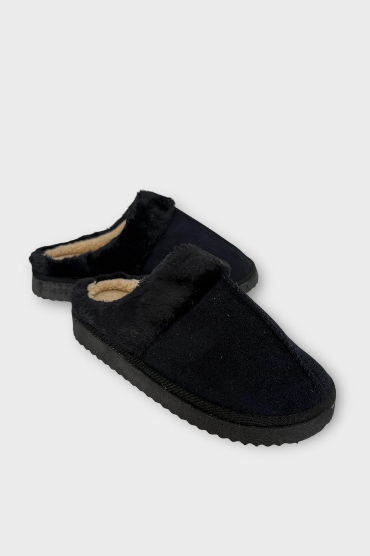 Kadın İçi Yünlü Sıcak Tutan Kışlık Ev Terliği SİYAH - Görsel 5