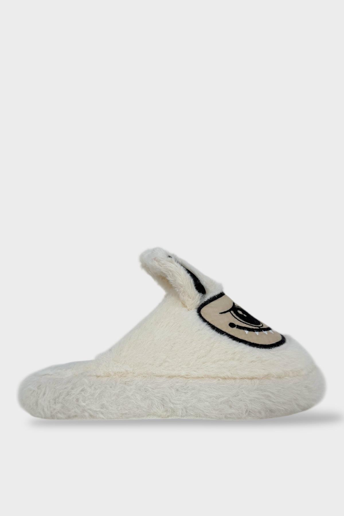 Sevimli Tavşan Figürlü Sıcak Tutan Kışlık Kadın Ev Terliği BEYAZ - Görsel 5