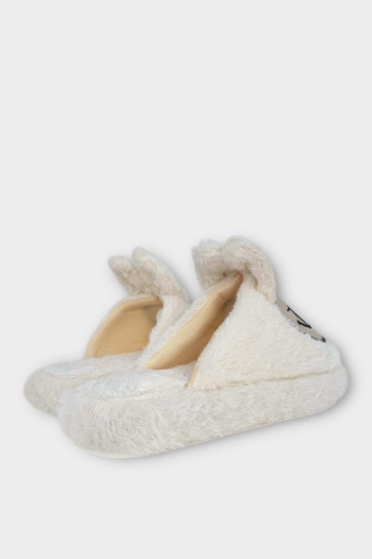 Sevimli Tavşan Figürlü Sıcak Tutan Kışlık Kadın Ev Terliği BEYAZ - Görsel 9