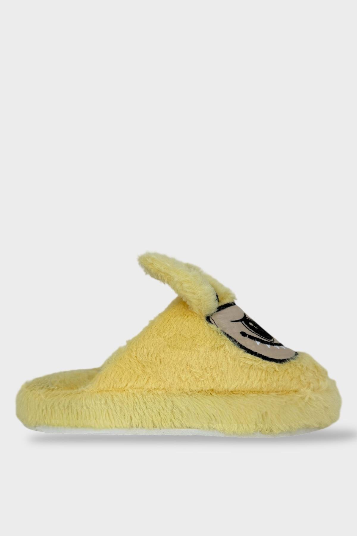 Sevimli Tavşan Figürlü Sıcak Tutan Kışlık Kadın Ev Terliği SARI - Görsel 4