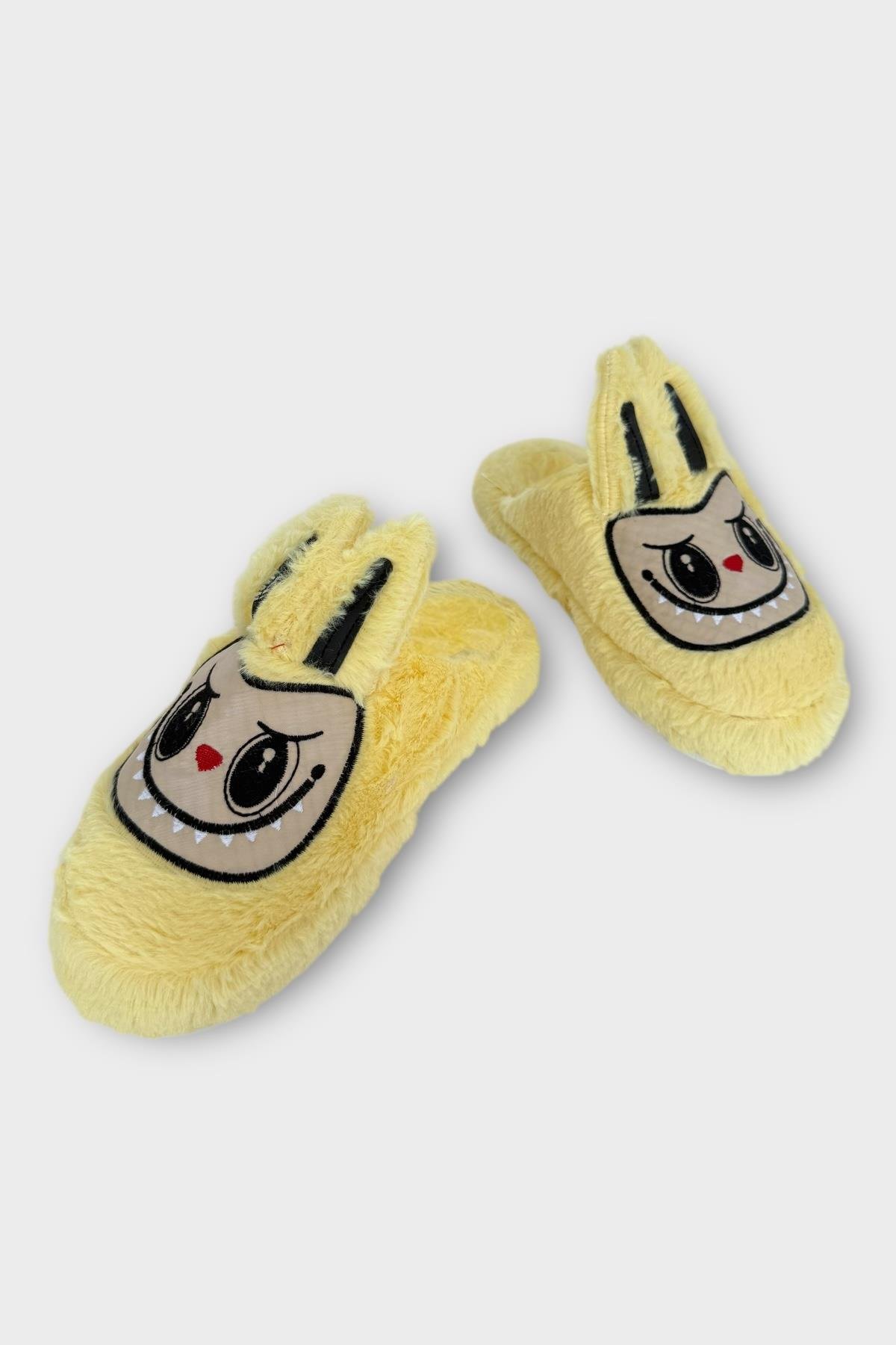 Sevimli Tavşan Figürlü Sıcak Tutan Kışlık Kadın Ev Terliği SARI - Görsel 7