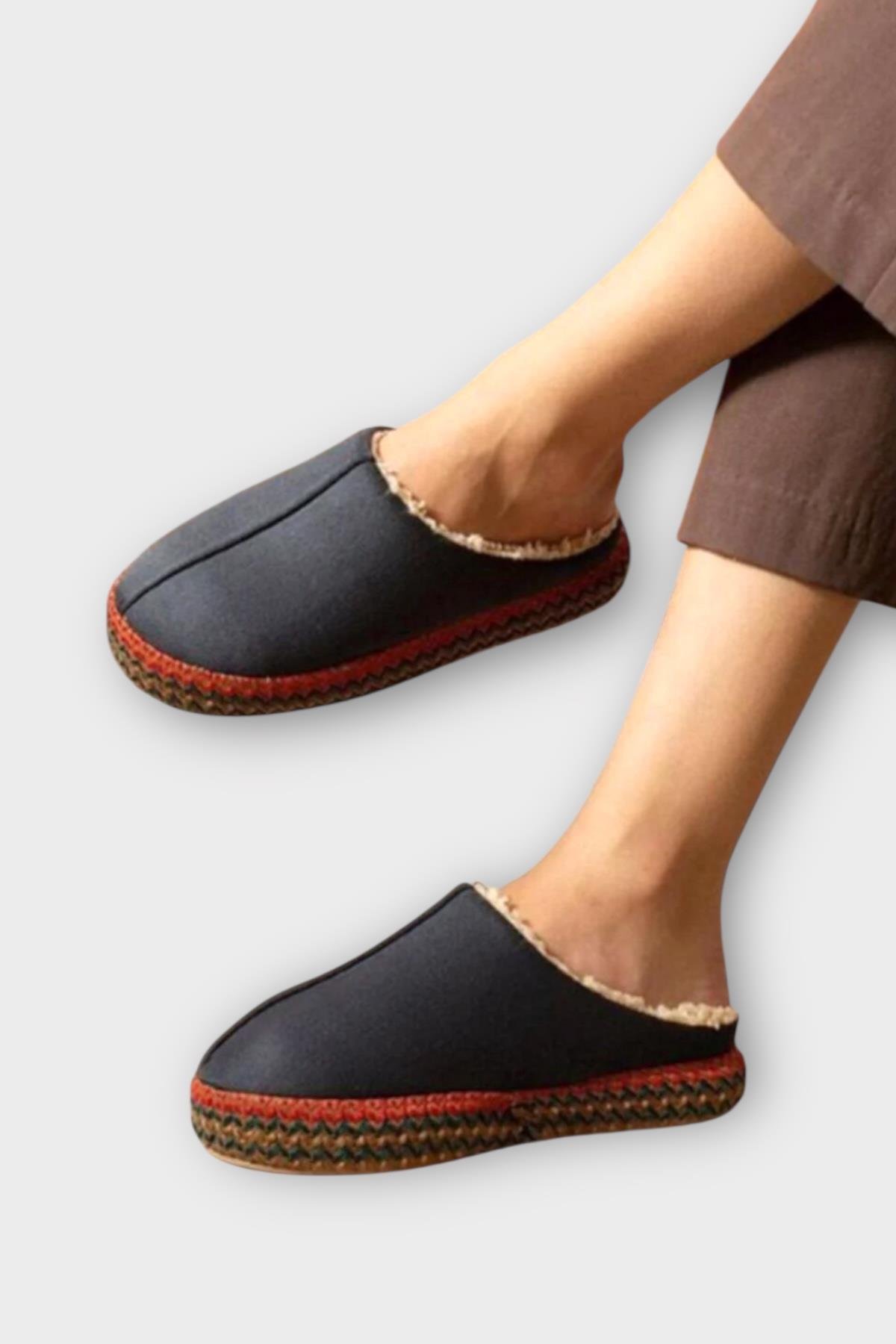 Nakışlı İçi Tüylü Yüksek Tabanlı Çeyiz Bohça Kadın Ev Terliği FÜME - Görsel 3