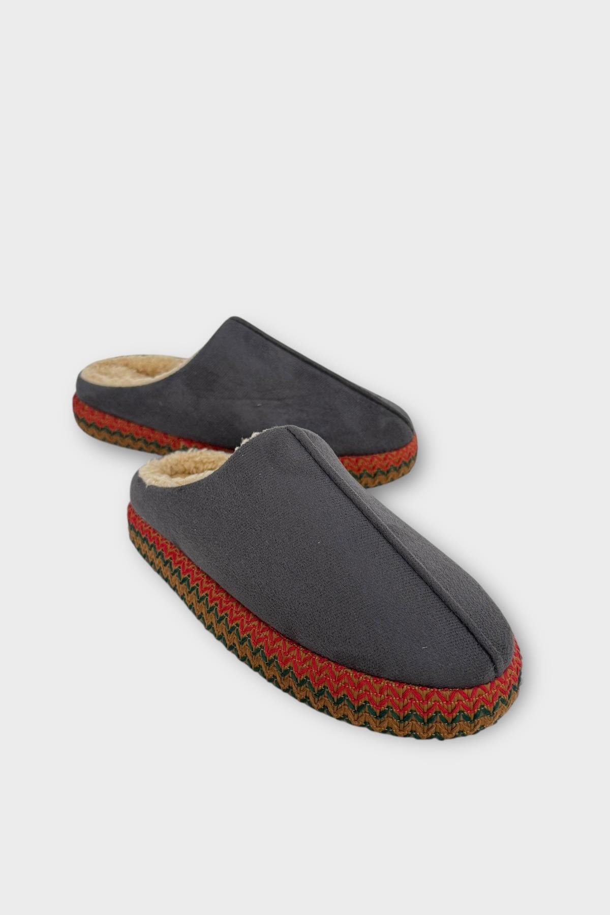 Nakışlı İçi Tüylü Yüksek Tabanlı Çeyiz Bohça Kadın Ev Terliği FÜME - Görsel 7