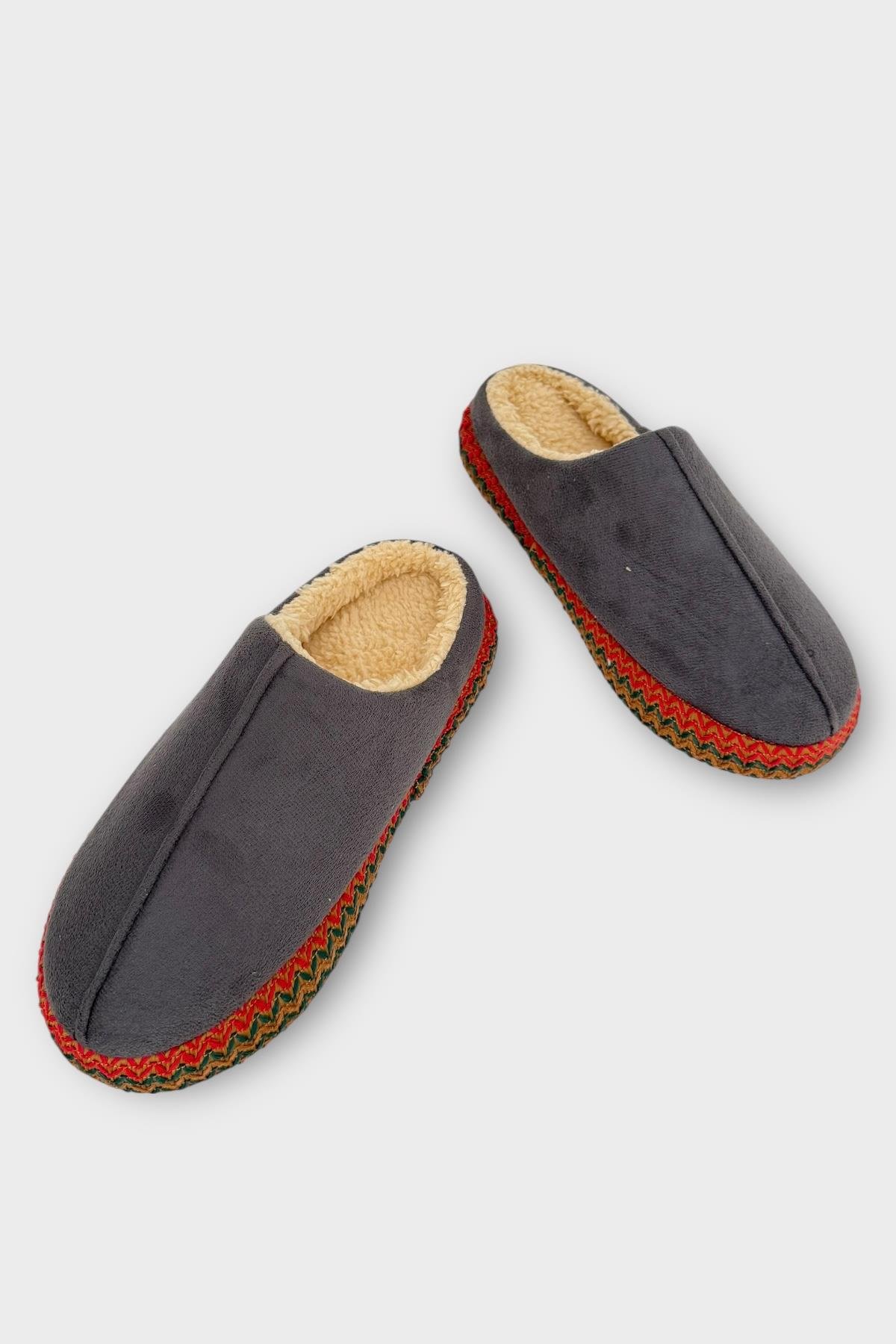 Nakışlı İçi Tüylü Yüksek Tabanlı Çeyiz Bohça Kadın Ev Terliği FÜME - Görsel 8