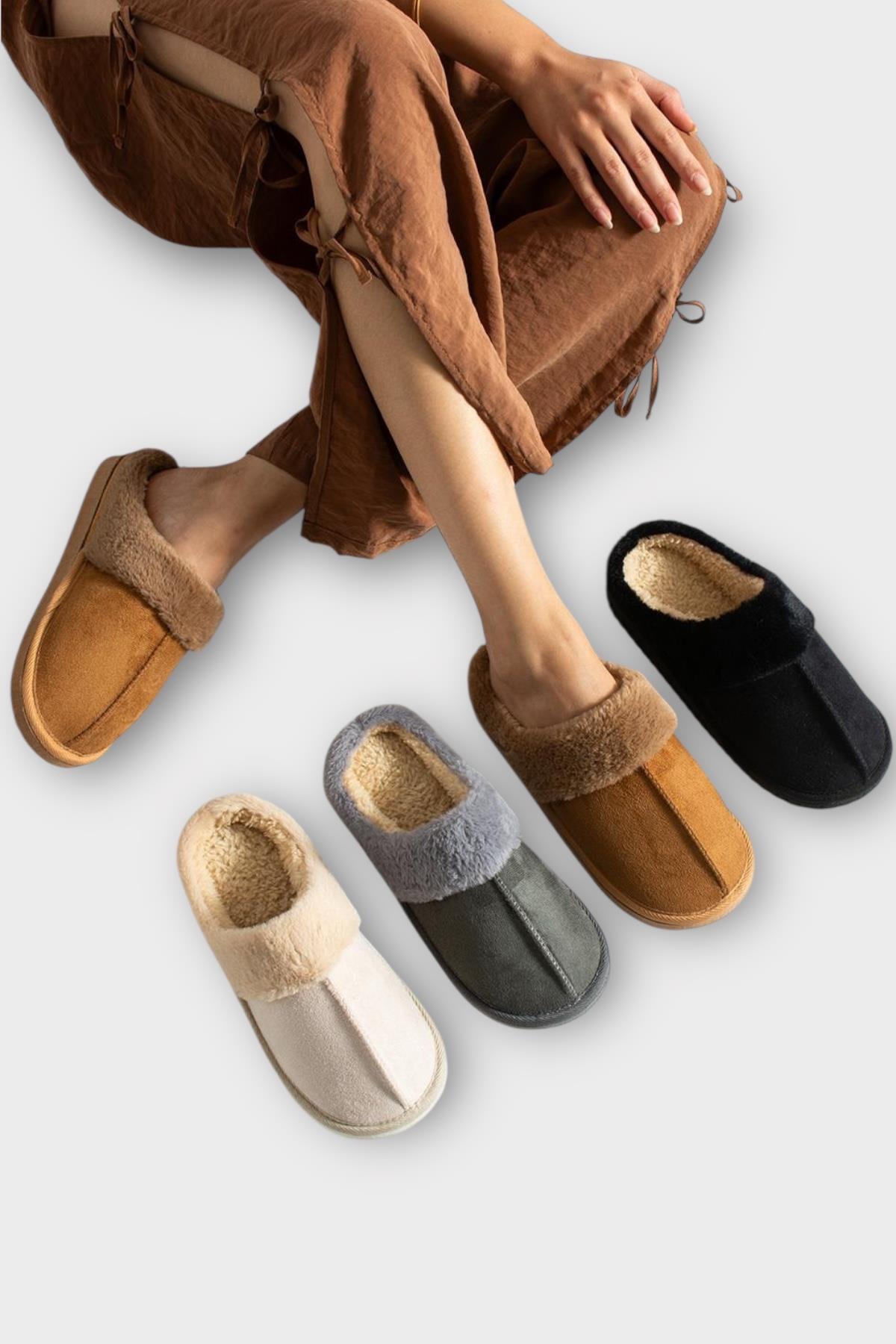 Kadın İçi Yünlü Sıcak Tutan Kışlık Ev Terliği BEJ - Görsel 5