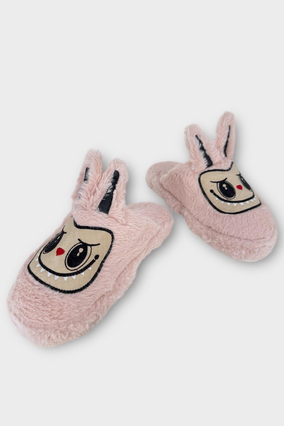 Sevimli Tavşan Figürlü Sıcak Tutan Kışlık Kadın Ev Terliği PUDRA - Görsel 7