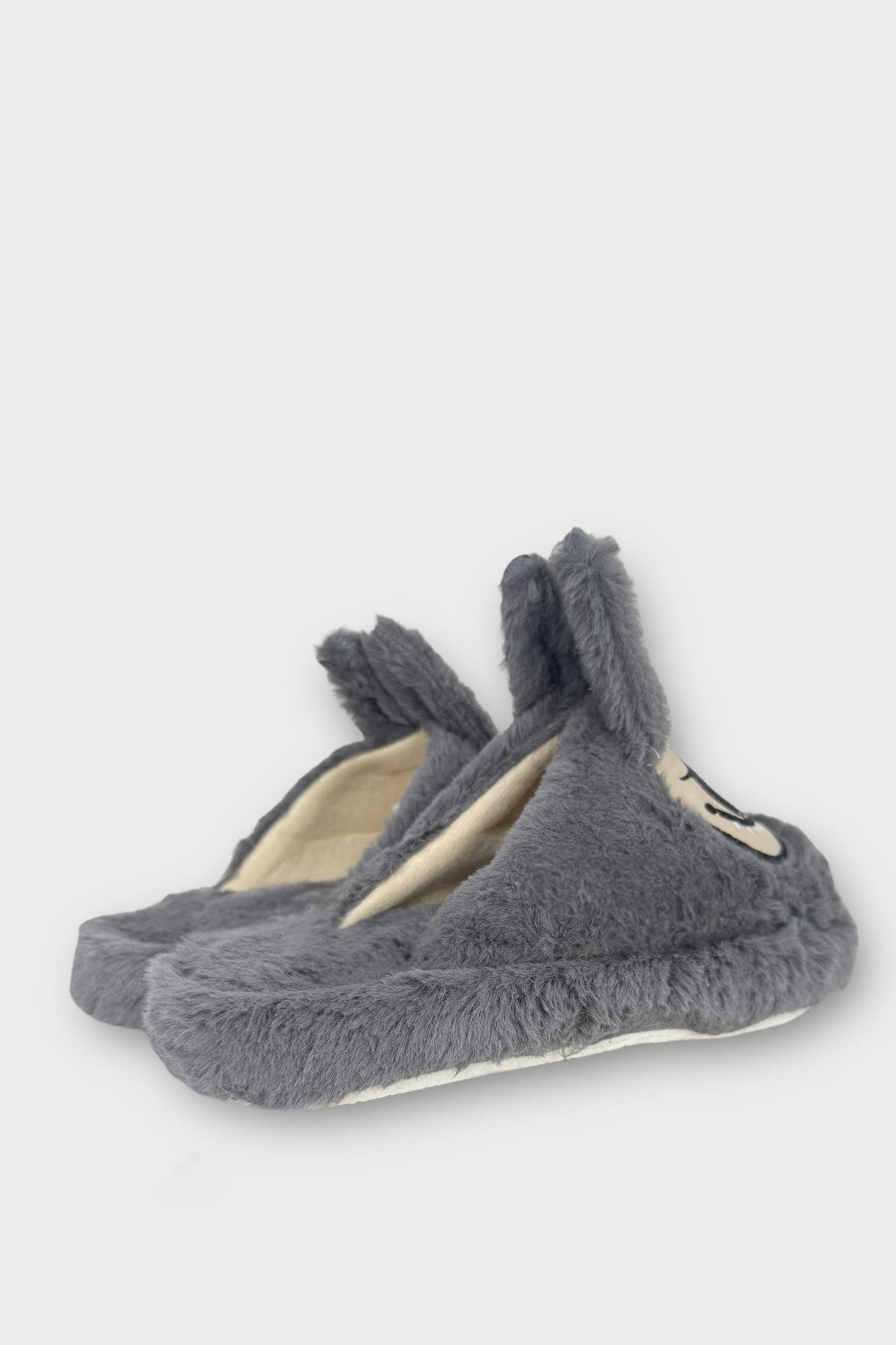 Sevimli Tavşan Figürlü Sıcak Tutan Kışlık Kadın Ev Terliği FÜME - Görsel 9