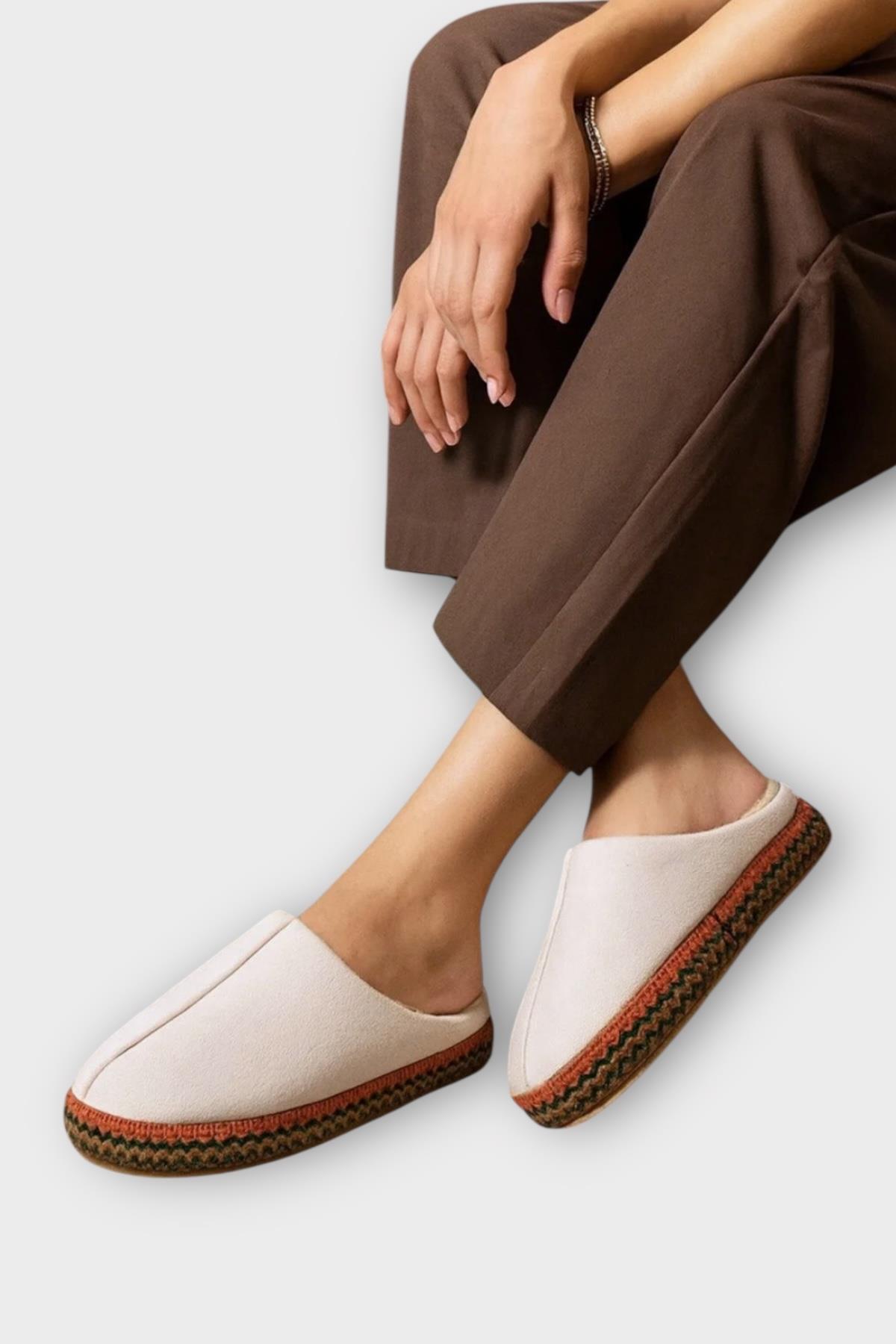 Nakışlı İçi Tüylü Yüksek Tabanlı Çeyiz Bohça Kadın Ev Terliği BEJ - Görsel 2