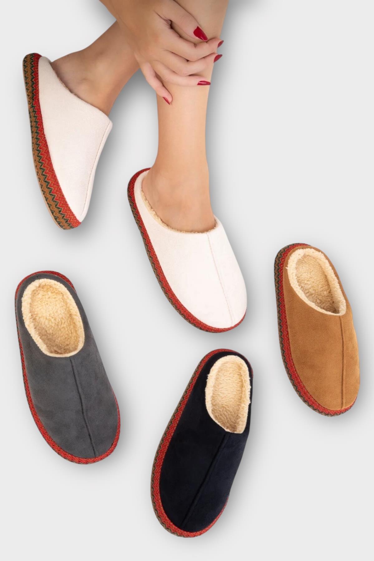 Nakışlı İçi Tüylü Yüksek Tabanlı Çeyiz Bohça Kadın Ev Terliği BEJ - Görsel 5