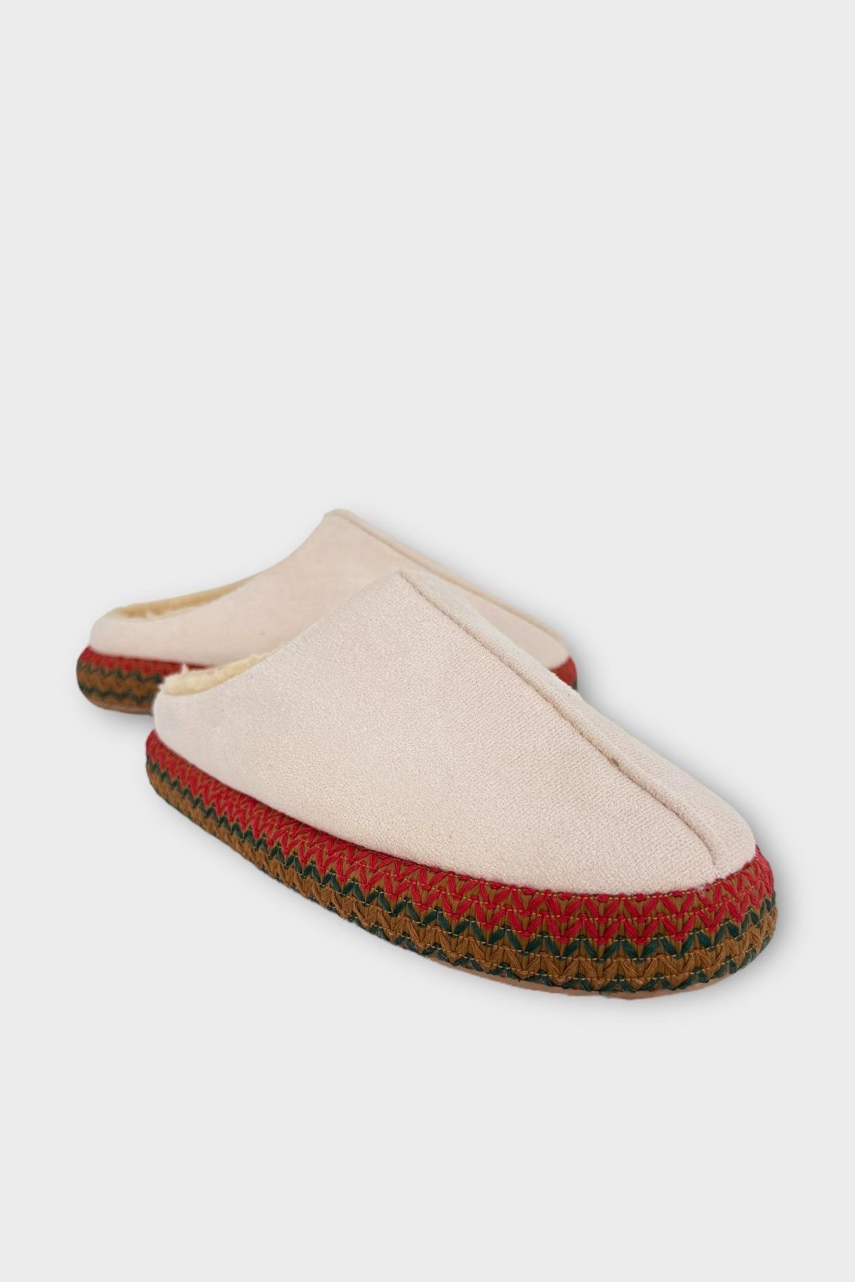 Nakışlı İçi Tüylü Yüksek Tabanlı Çeyiz Bohça Kadın Ev Terliği BEJ - Görsel 7