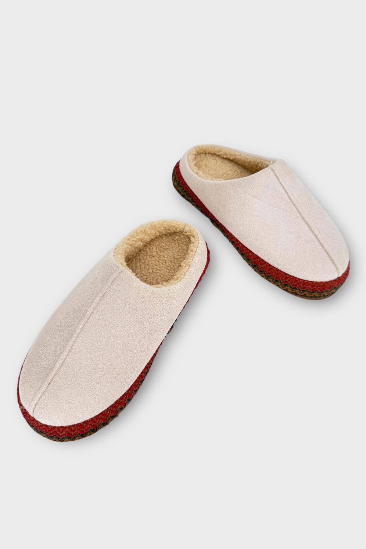 Nakışlı İçi Tüylü Yüksek Tabanlı Çeyiz Bohça Kadın Ev Terliği BEJ - Görsel 8