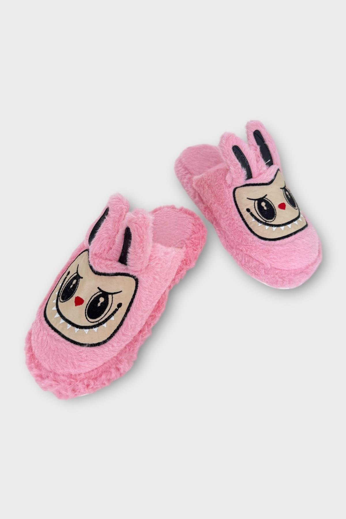 Sevimli Tavşan Figürlü Sıcak Tutan Kışlık Kadın Ev Terliği PEMBE - Görsel 8