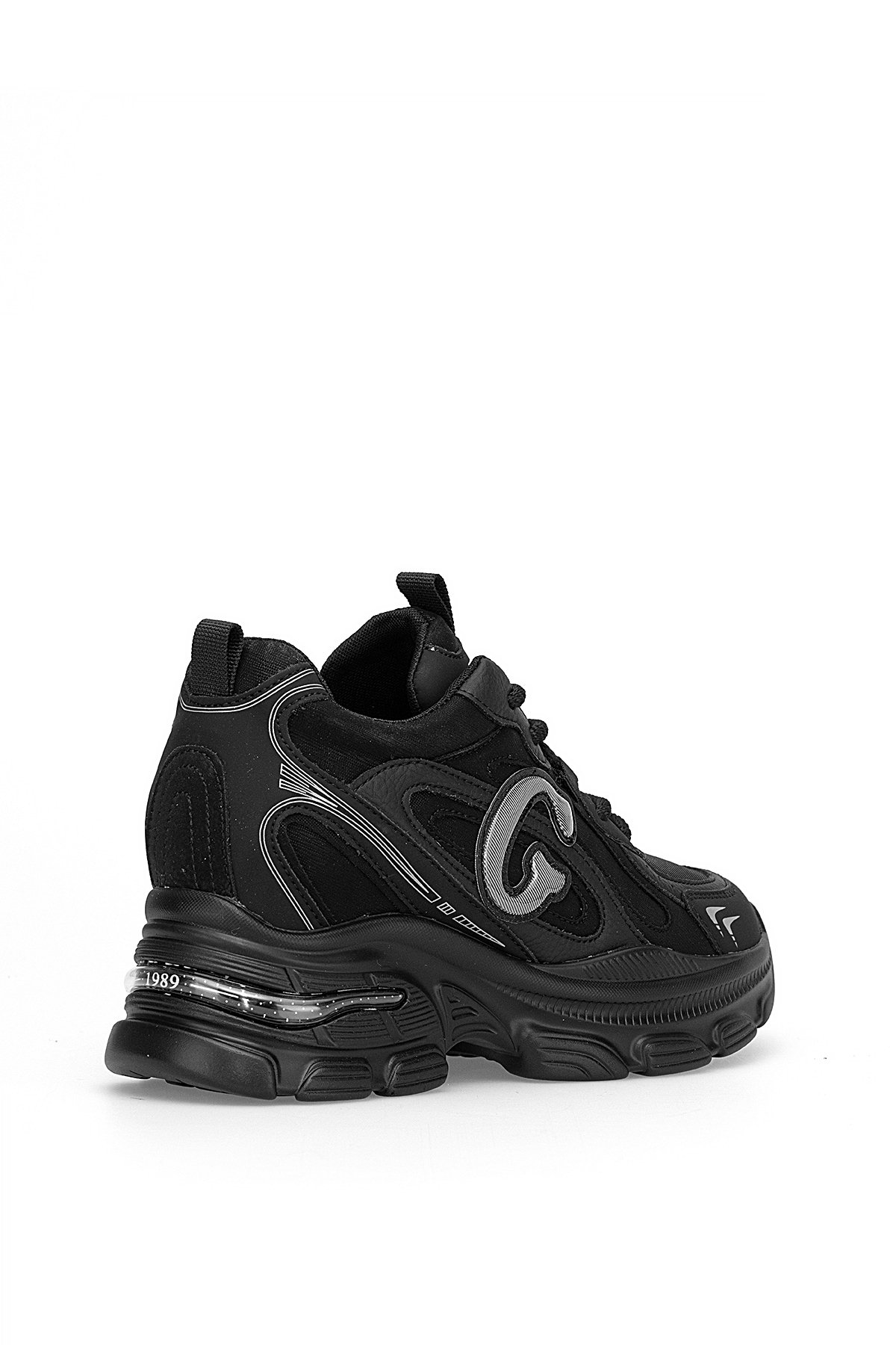 25K450 Kadın Hakiki Deri Klasik Sneaker Siyah - Görsel 5