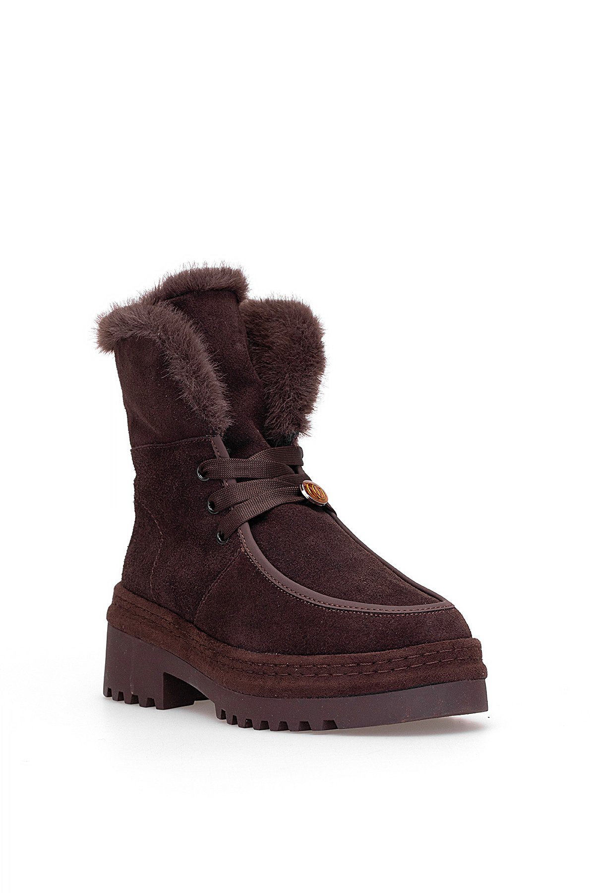 25K433 Kadın Hakiki Deri Klasik Bot Kahverengi - Görsel 3