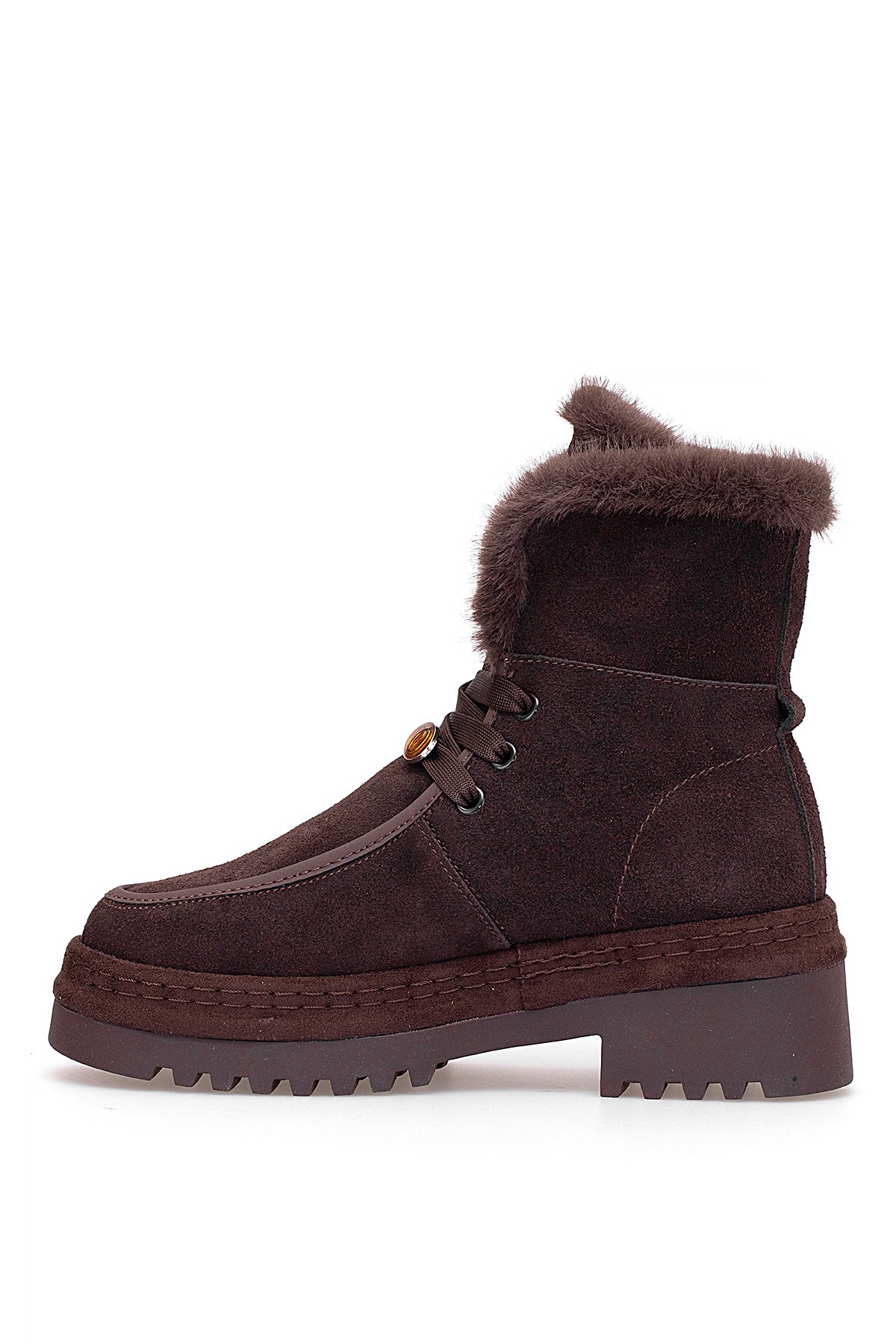 25K433 Kadın Hakiki Deri Klasik Bot Kahverengi - Görsel 4