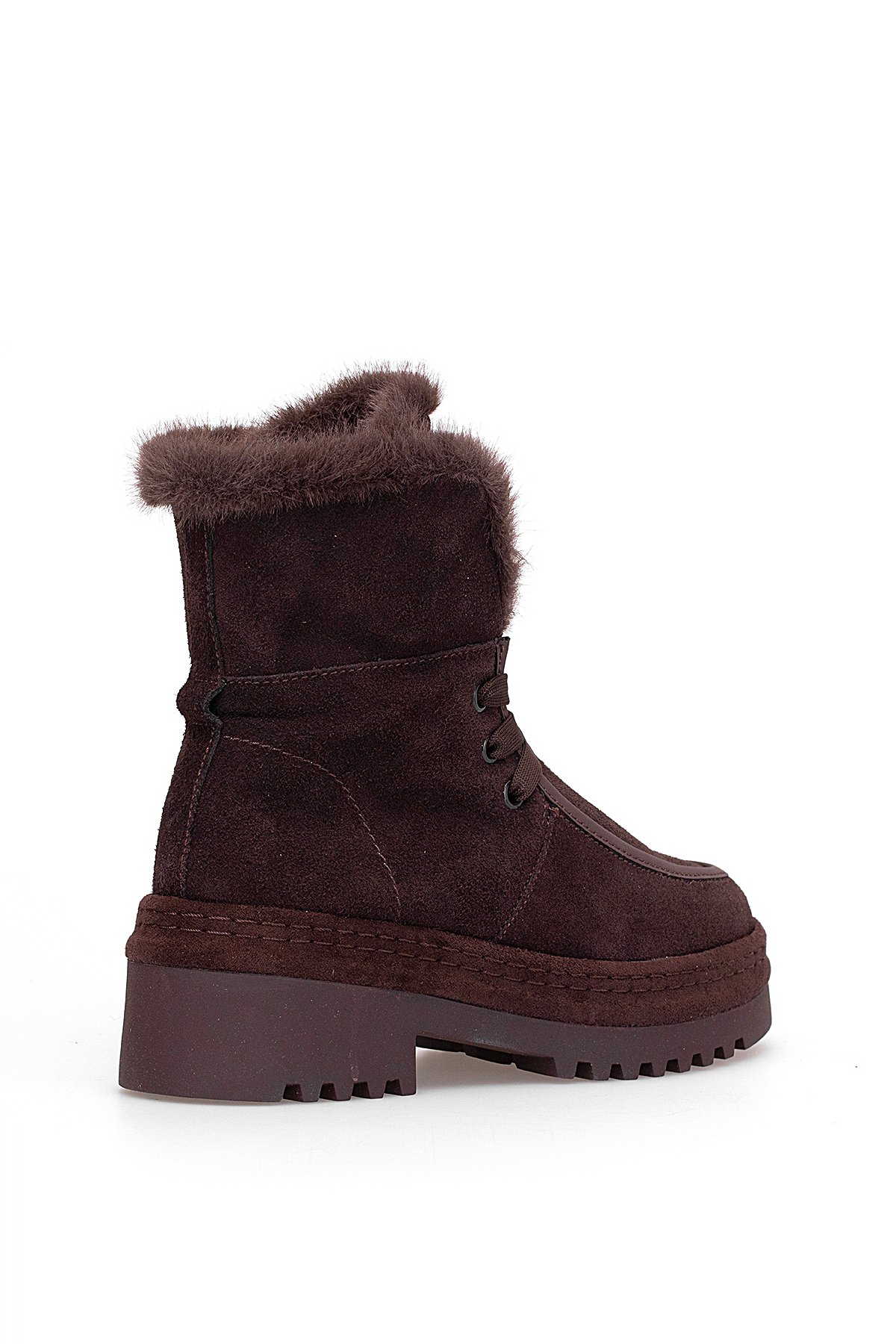 25K433 Kadın Hakiki Deri Klasik Bot Kahverengi - Görsel 5