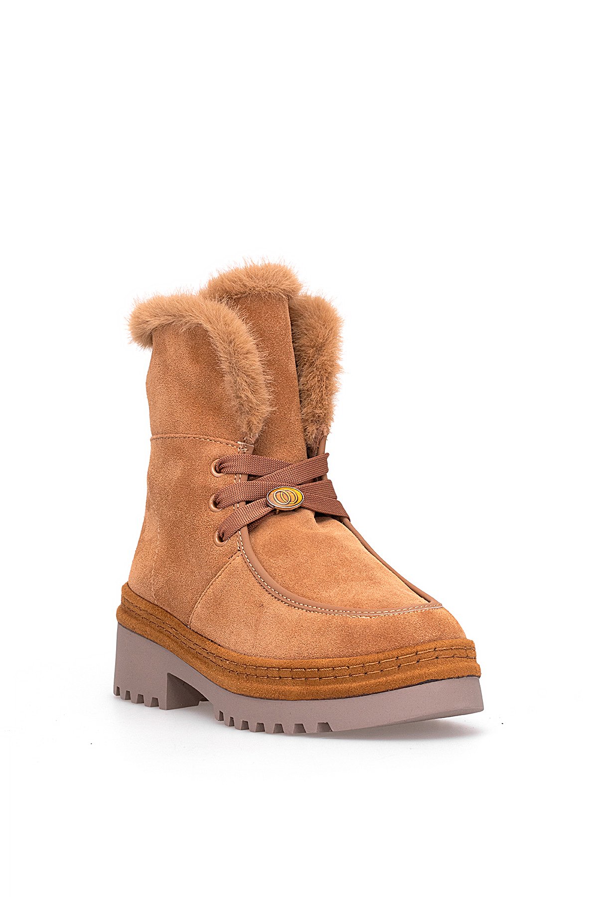 25K433 Kadın Hakiki Deri Klasik Bot Camel - Görsel 3