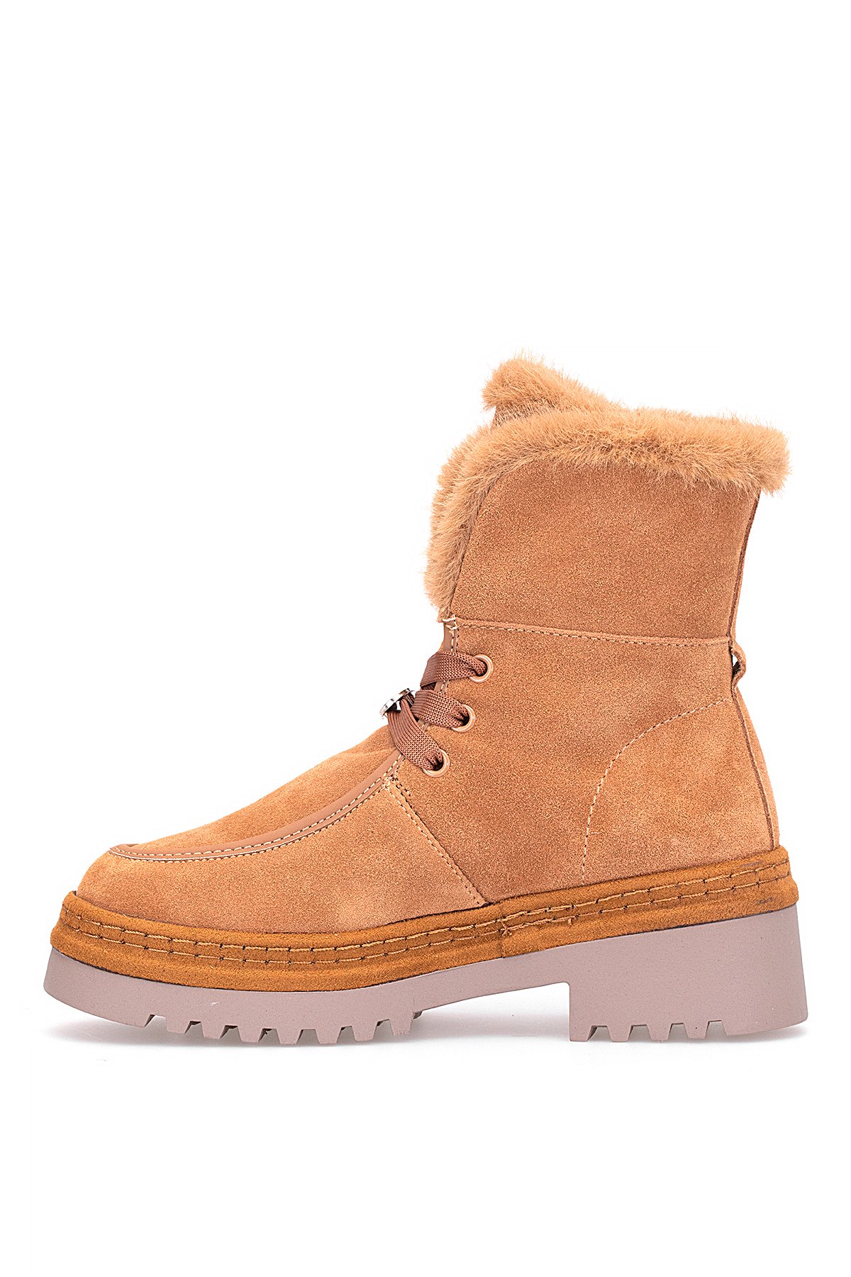 25K433 Kadın Hakiki Deri Klasik Bot Camel - Görsel 4