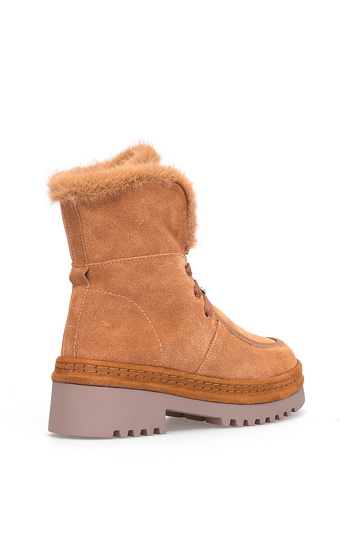 25K433 Kadın Hakiki Deri Klasik Bot Camel - Görsel 5