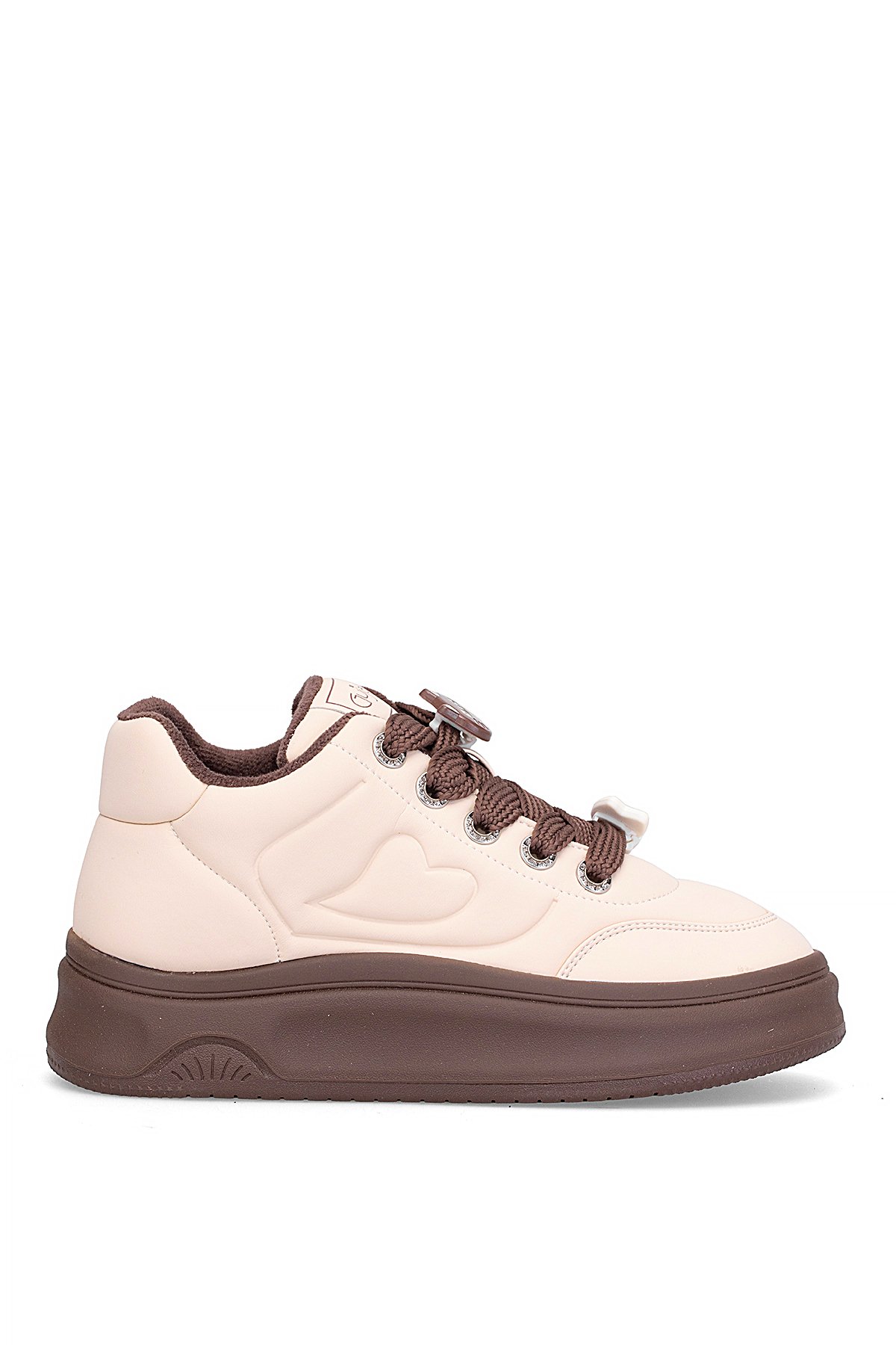 25K421 Kadın Hakiki Deri Klasik Sneaker Kahverengi - Görsel 2