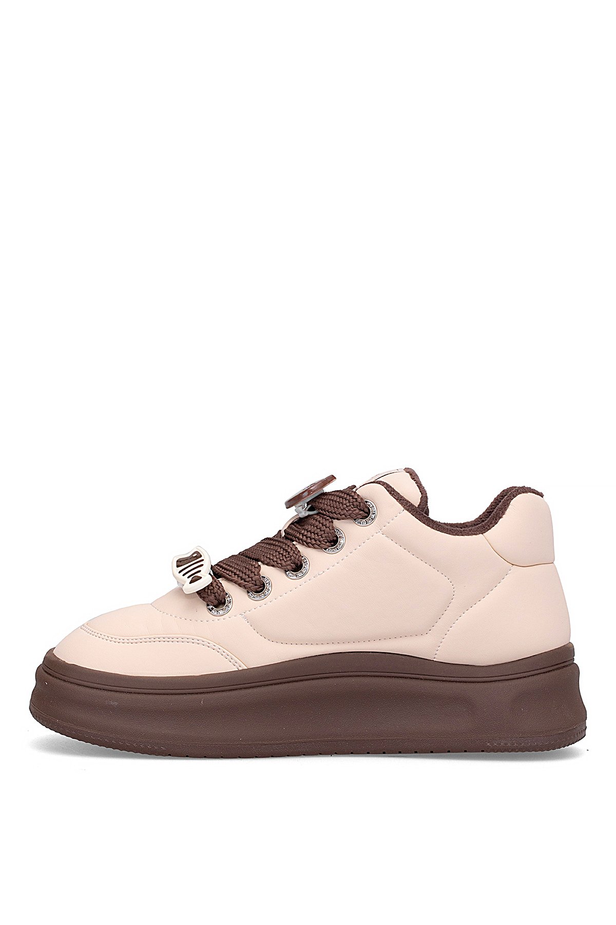 25K421 Kadın Hakiki Deri Klasik Sneaker Kahverengi - Görsel 4