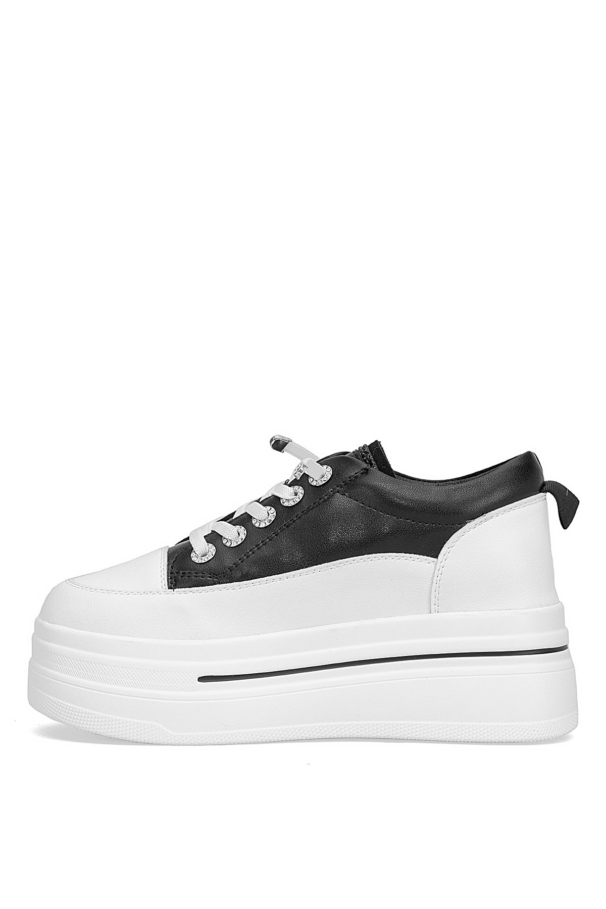 25K313 Kadın Hakiki Deri Klasik Sneaker Siyah - Görsel 4