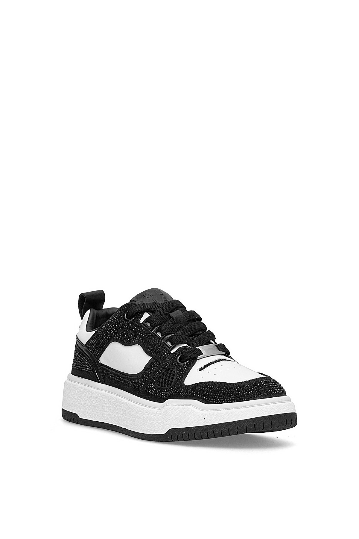 25K359-4 Kadın Hakiki Deri Klasik Sneaker Siyah - Görsel 3