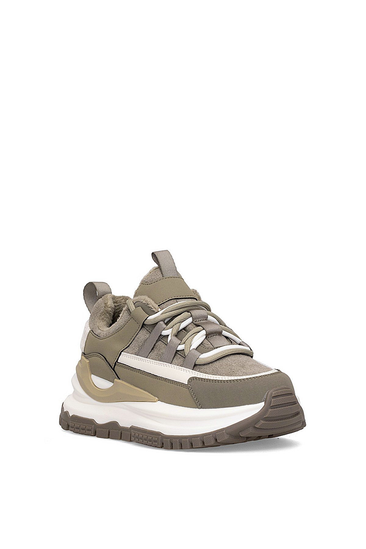 25K331 Kadın Hakiki Deri Klasik Sneaker Yeşil - Görsel 3