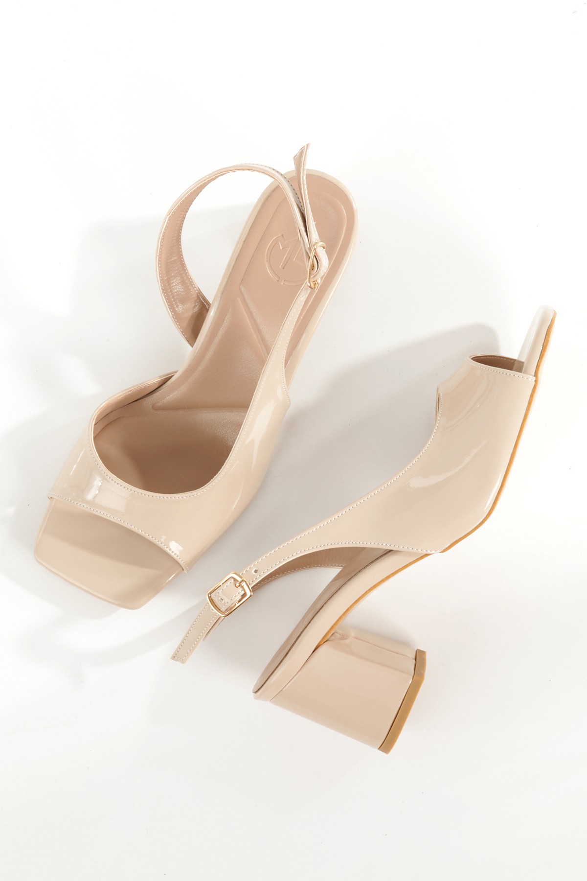 Nino Ten Rugan Kalın Topuklu Sandalet Küt Burunlu Ayakkabı - Görsel 2