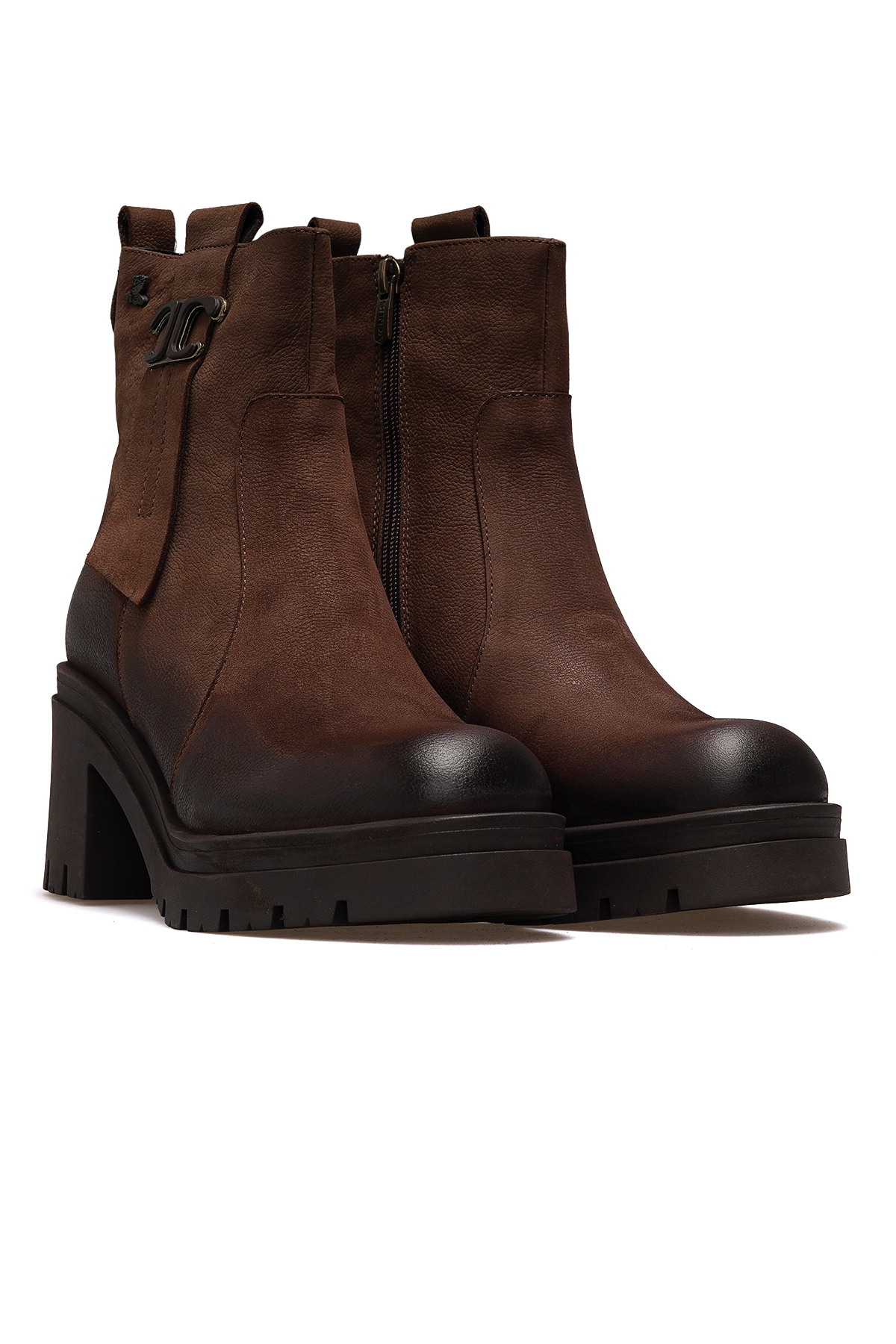 Kadın Hakiki Deri Topuklu Günlük Bot 25k 2351311k Z Vizon Nubuk - Görsel 6