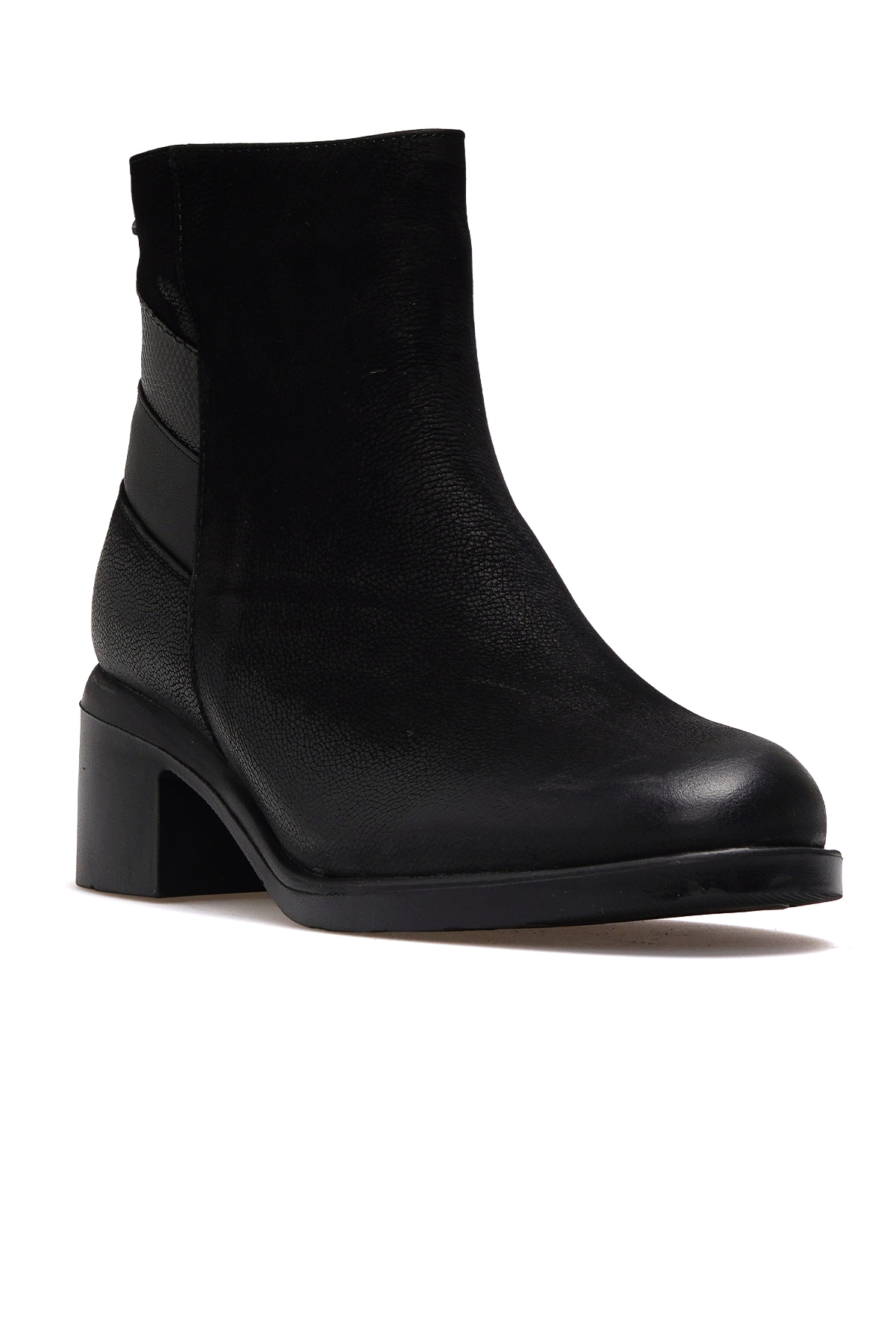 Kadın Hakiki Deri Topuklu Günlük Bot 25k 2551403k Z Siyah Nubuk - Görsel 5