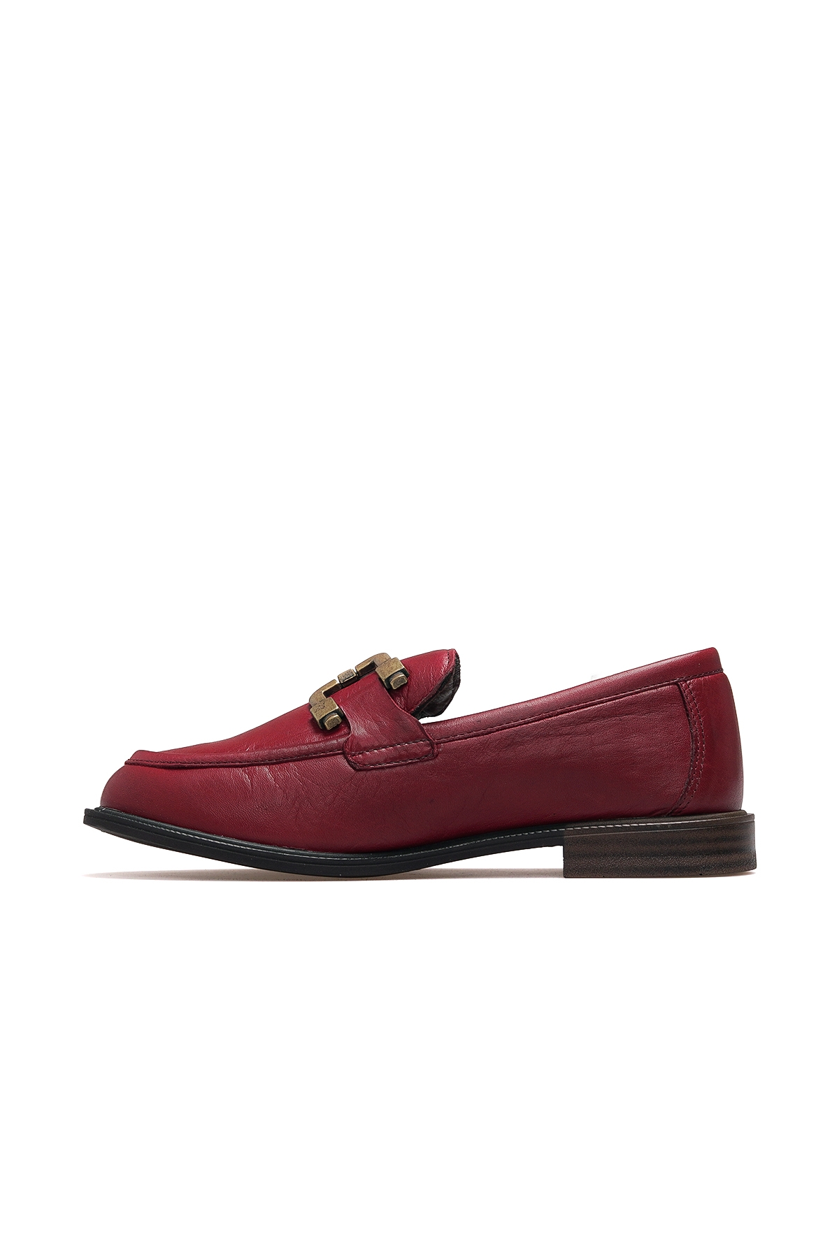 Kadın Hakiki Deri Loafer Günlük Ayakkabı 25k D25ka-3415 Z Bordo - Görsel 3