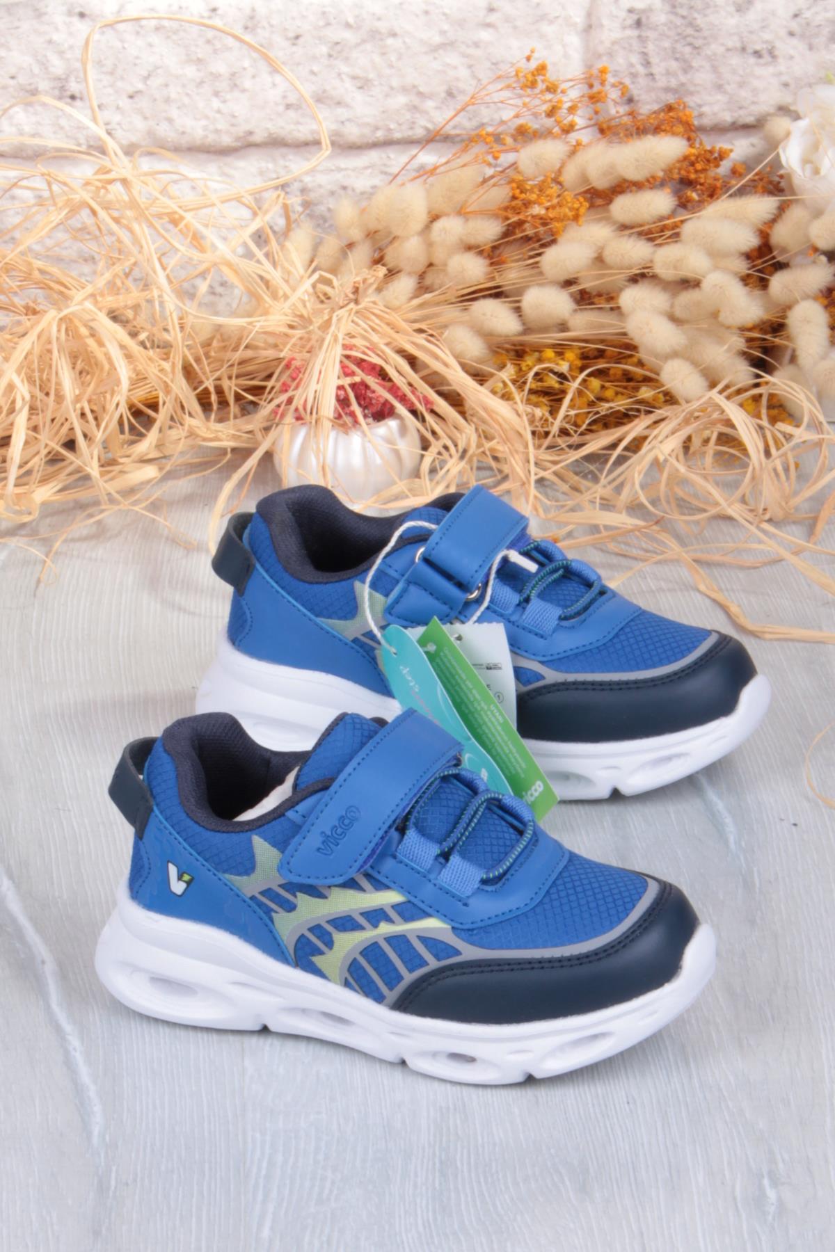 346.P25K.263 Most Saks Mavi Işıklı Erkek Çocuk Ayakkabı - Görsel 2