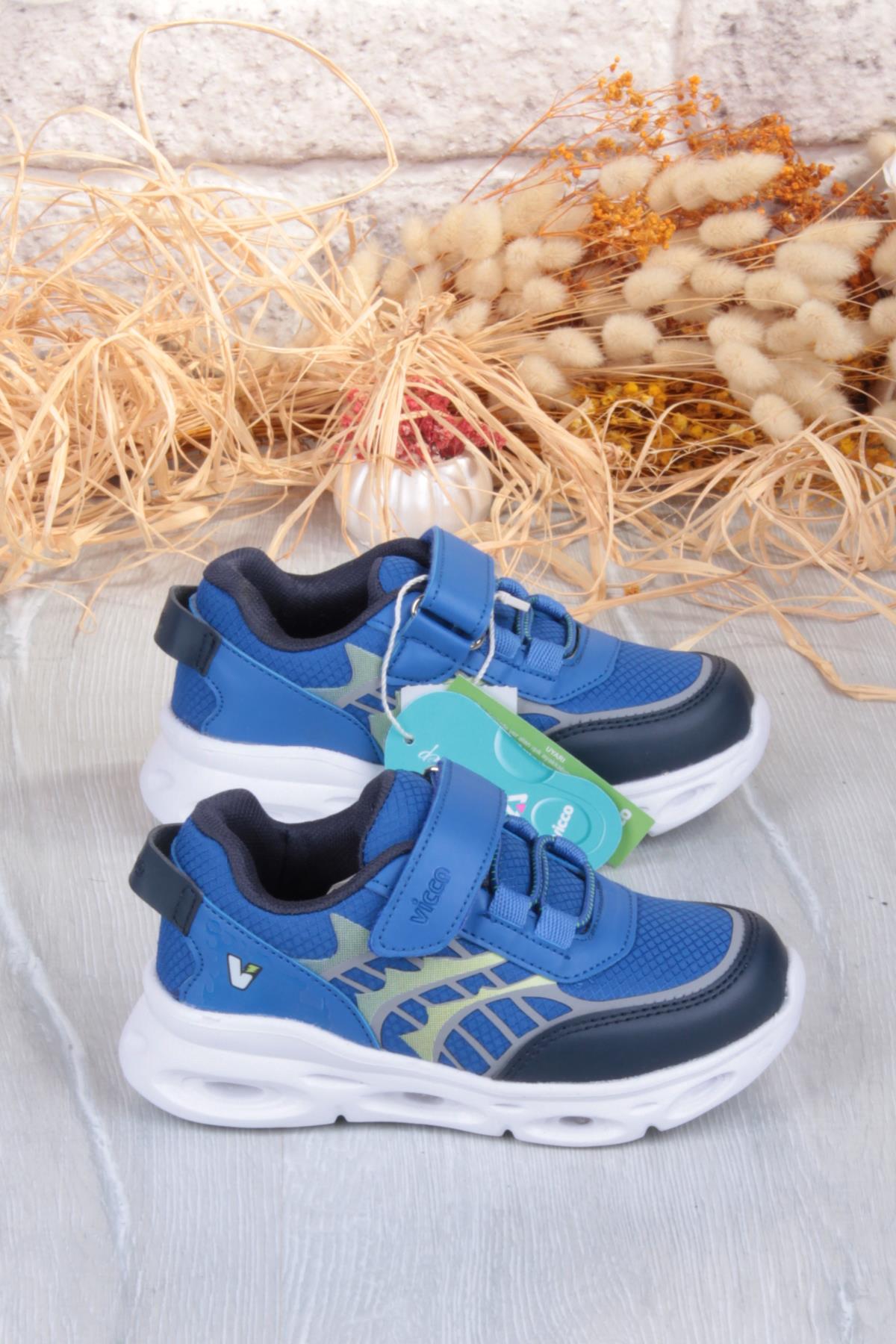 346.B25K.263 Most Saks Mavi Işıklı Erkek Çocuk Ayakkabı - Görsel 3