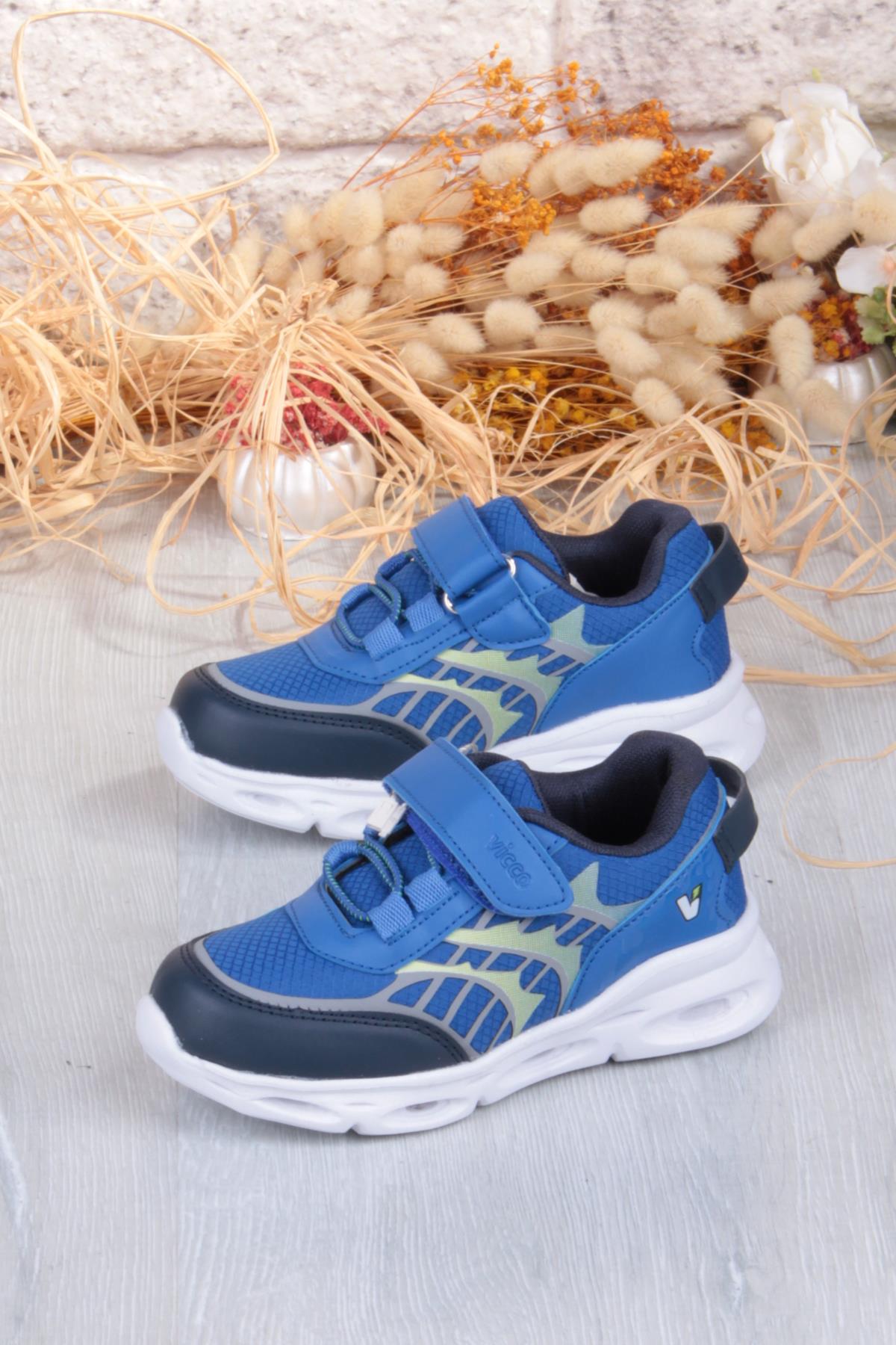 346.B25K.263 Most Saks Mavi Işıklı Erkek Çocuk Ayakkabı - Görsel 4