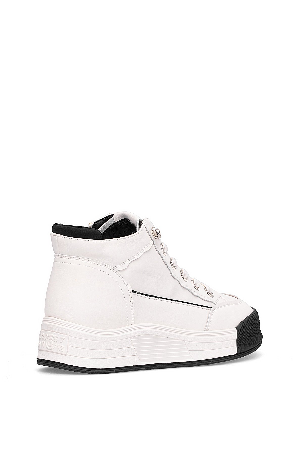 25K334 Kadın Hakiki Deri Sneaker Bot Siyah - Görsel 5