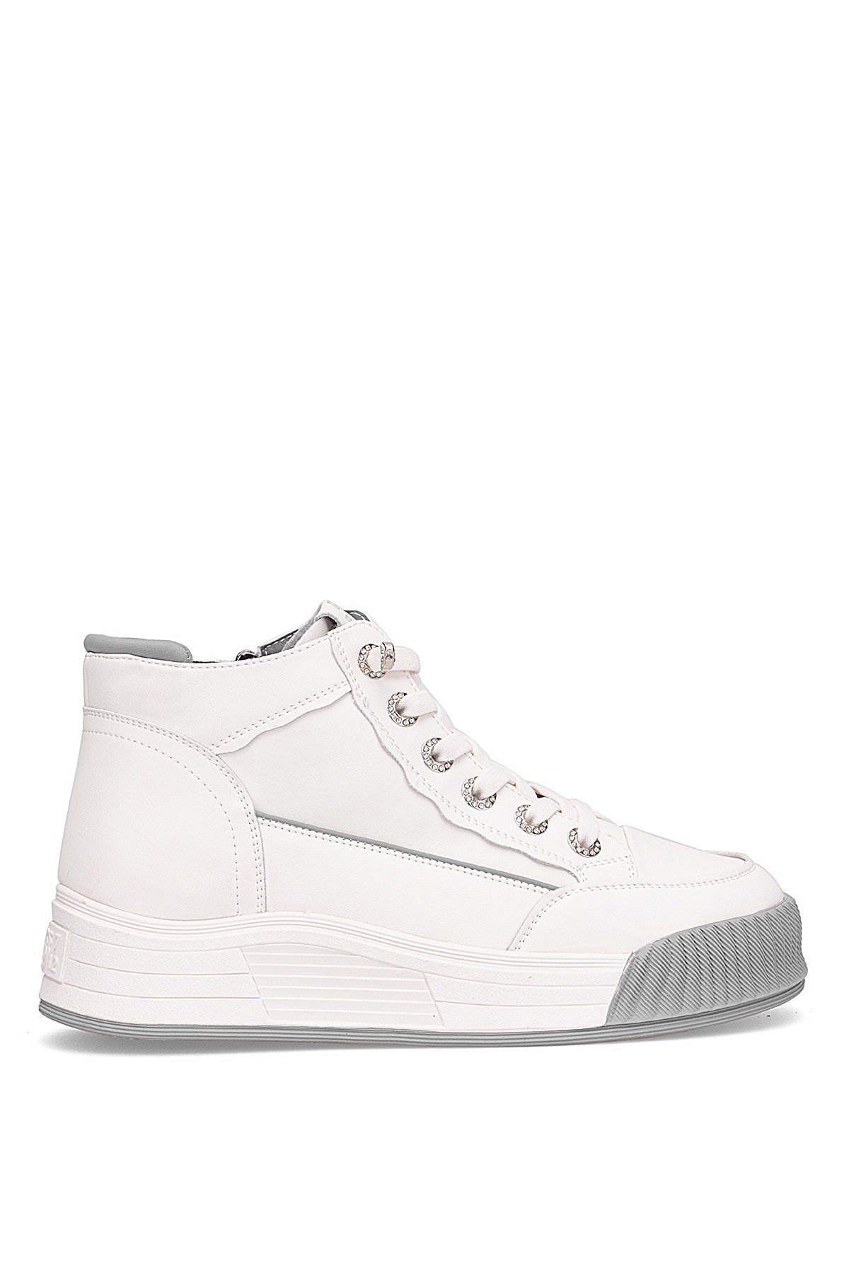 25K334 Kadın Hakiki Deri Sneaker Bot Gri - Görsel 2