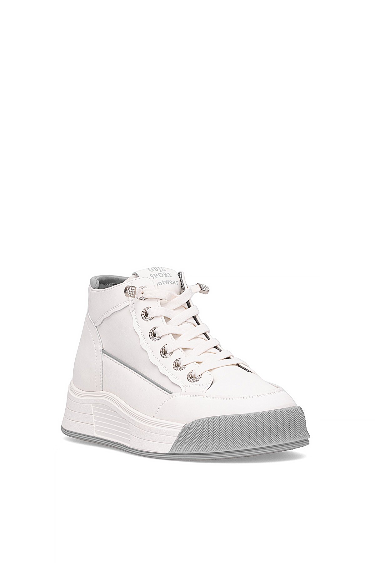 25K334 Kadın Hakiki Deri Sneaker Bot Gri - Görsel 3