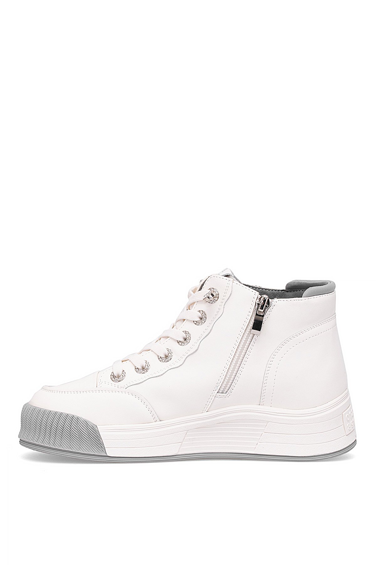 25K334 Kadın Hakiki Deri Sneaker Bot Gri - Görsel 4