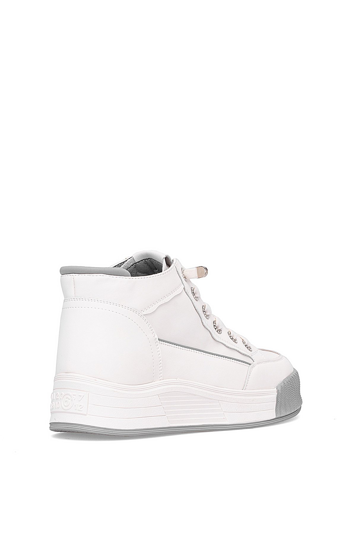 25K334 Kadın Hakiki Deri Sneaker Bot Gri - Görsel 5