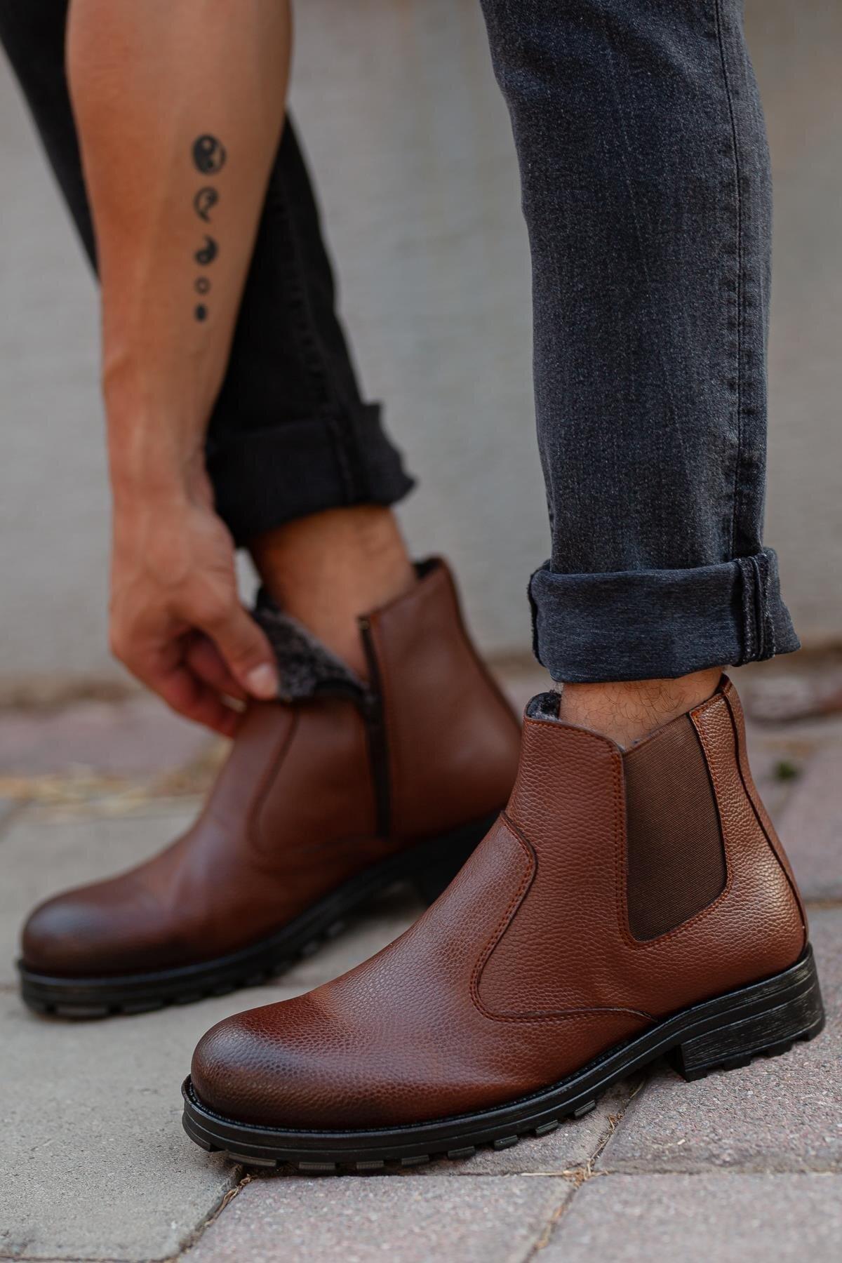 M104 Su&amp;soğuk Geçirmez Kürklü Garantili Sağlam Kışlık Fermuarlı Kauçuk Taban Bot - Görsel 2